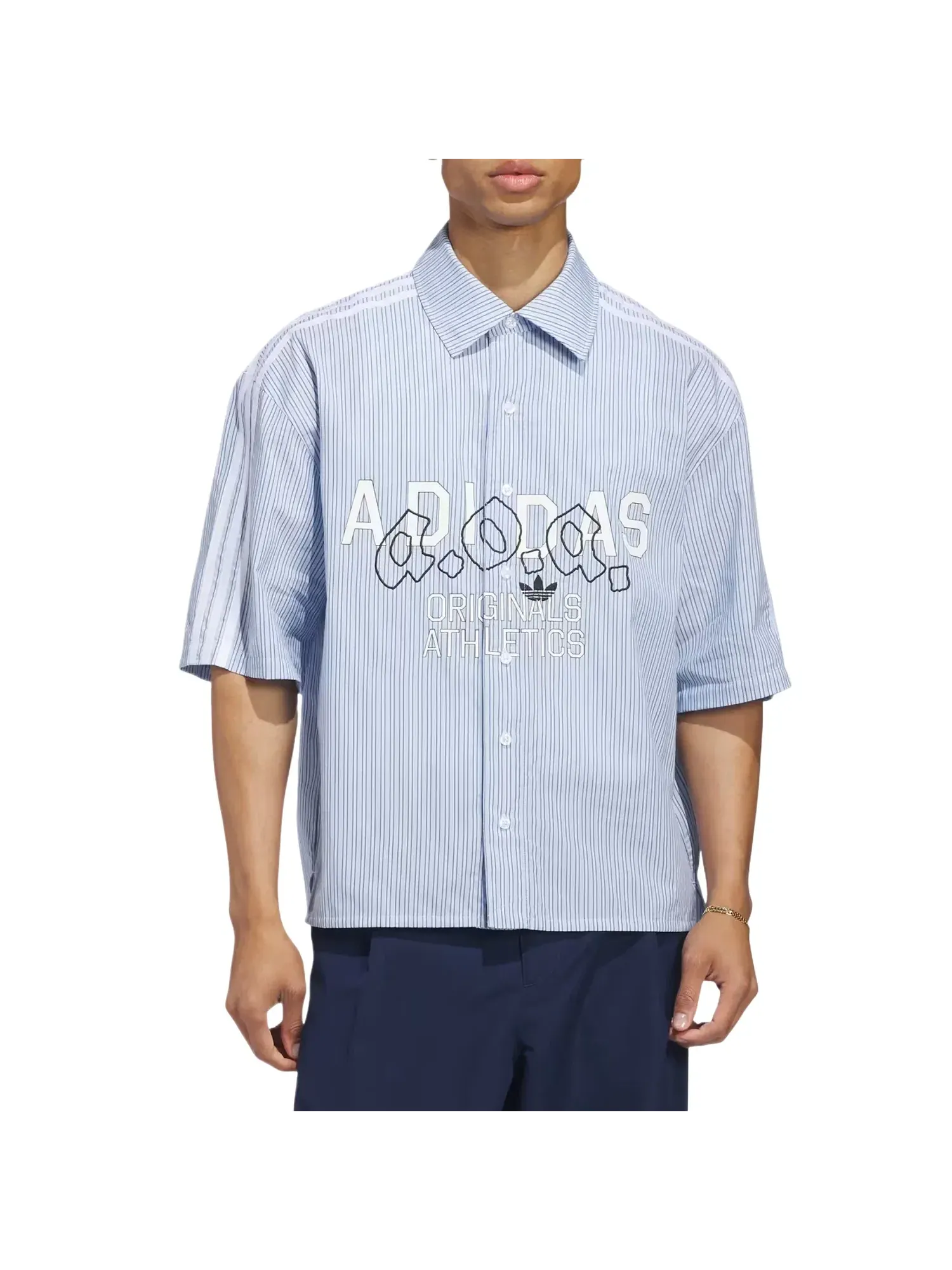 Мужская рубашка с длинным рукавом Adidas AOA Button Up — изображение 2 из 3, темно-синий