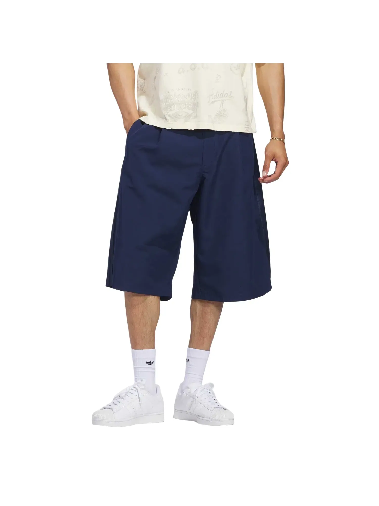 Мужские шорты с принтом Adidas Woven Shorts Asia Sizing Night Indigo — изображение 2 из 3, темно-синий