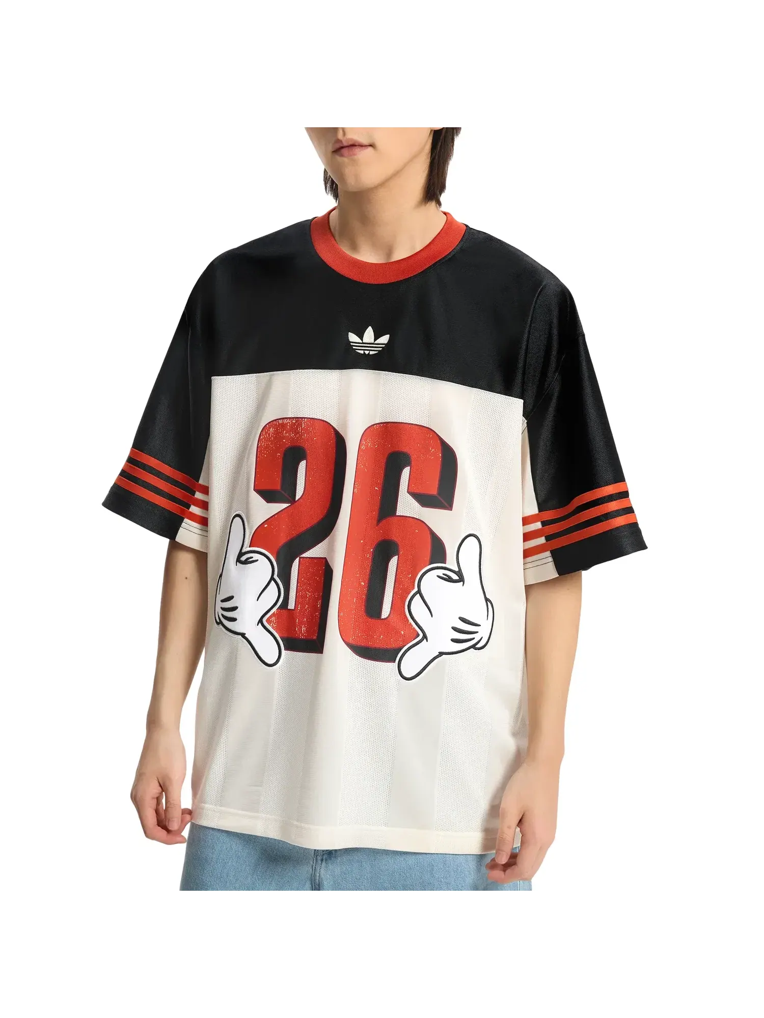 Мужская футболка с принтом Adidas x Disney Mickey Mouse Jersey — изображение 3 из 5, черный