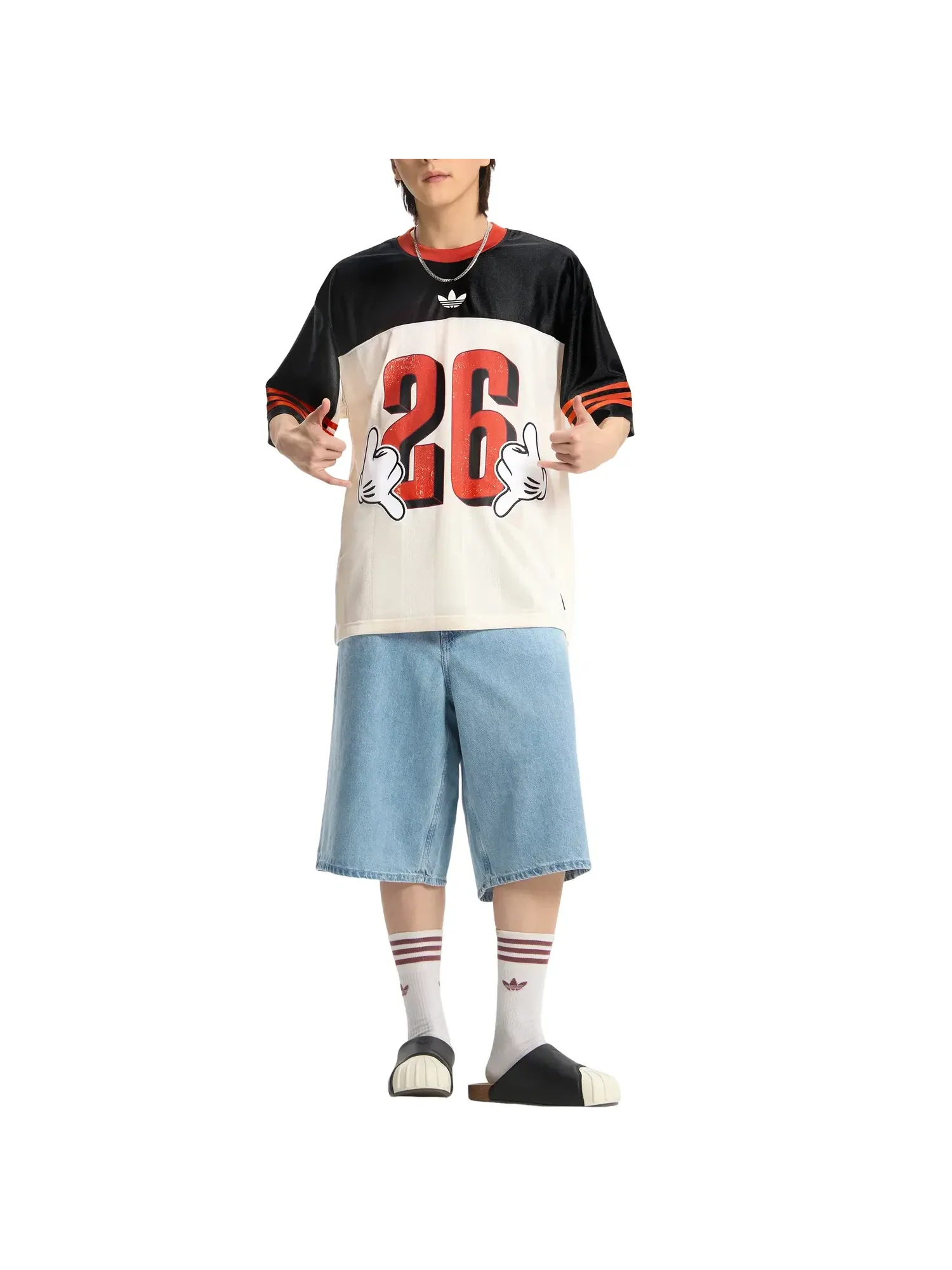 Мужская футболка с принтом Adidas x Disney Mickey Mouse Jersey — изображение 5 из 5, черный