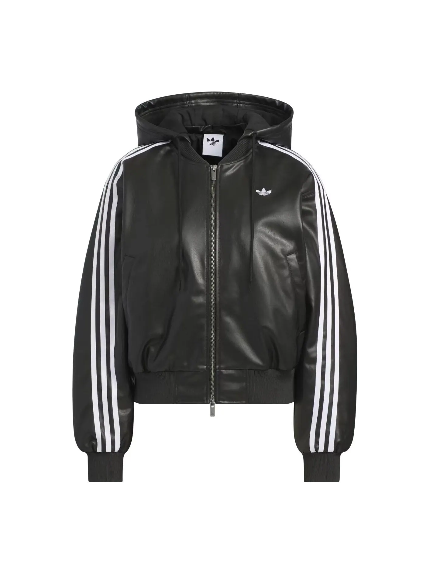 (WMNS) Кожаная куртка Adidas Double Leather Jacket, азиатский размер — изображение 1 из 3, черный