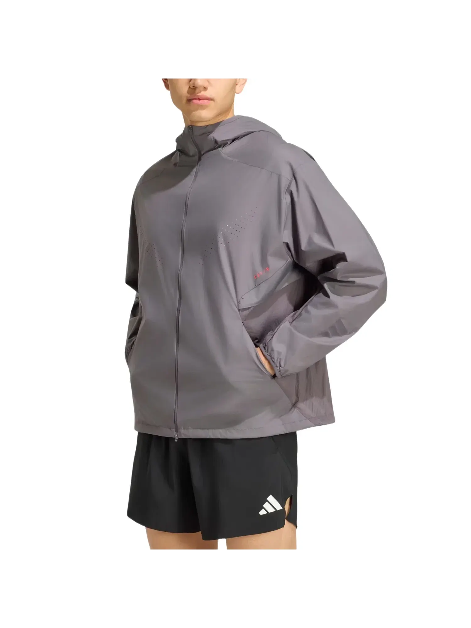 Мужская куртка из ткани с принтом DAY//Ø Woven Jacket Adidas — изображение 2 из 3, серый