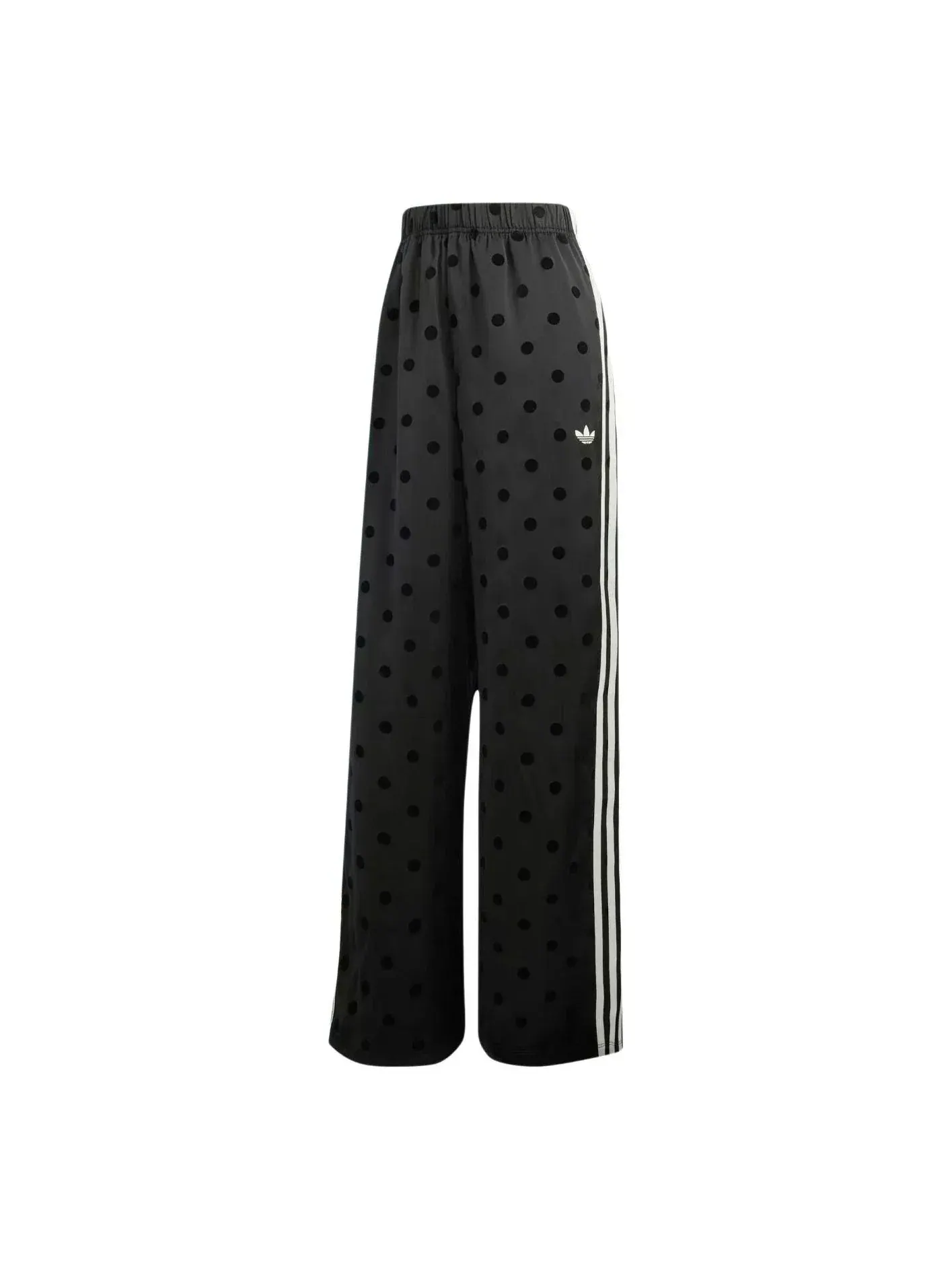 Брюки Adidas из атласа в горошек с широкими штанинами — изображение 1 из 3, черный