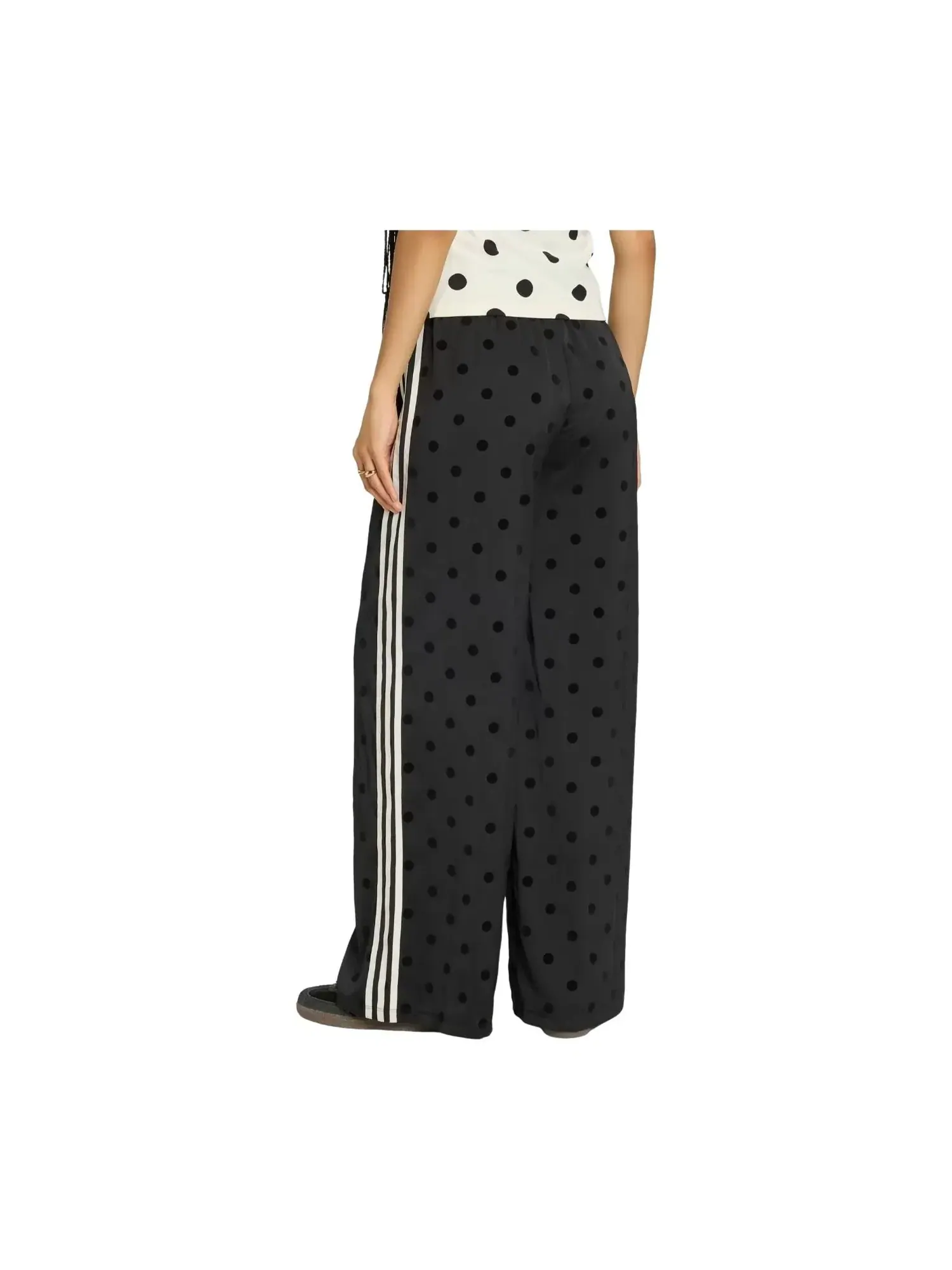 Брюки Adidas из атласа в горошек с широкими штанинами — изображение 3 из 3, черный