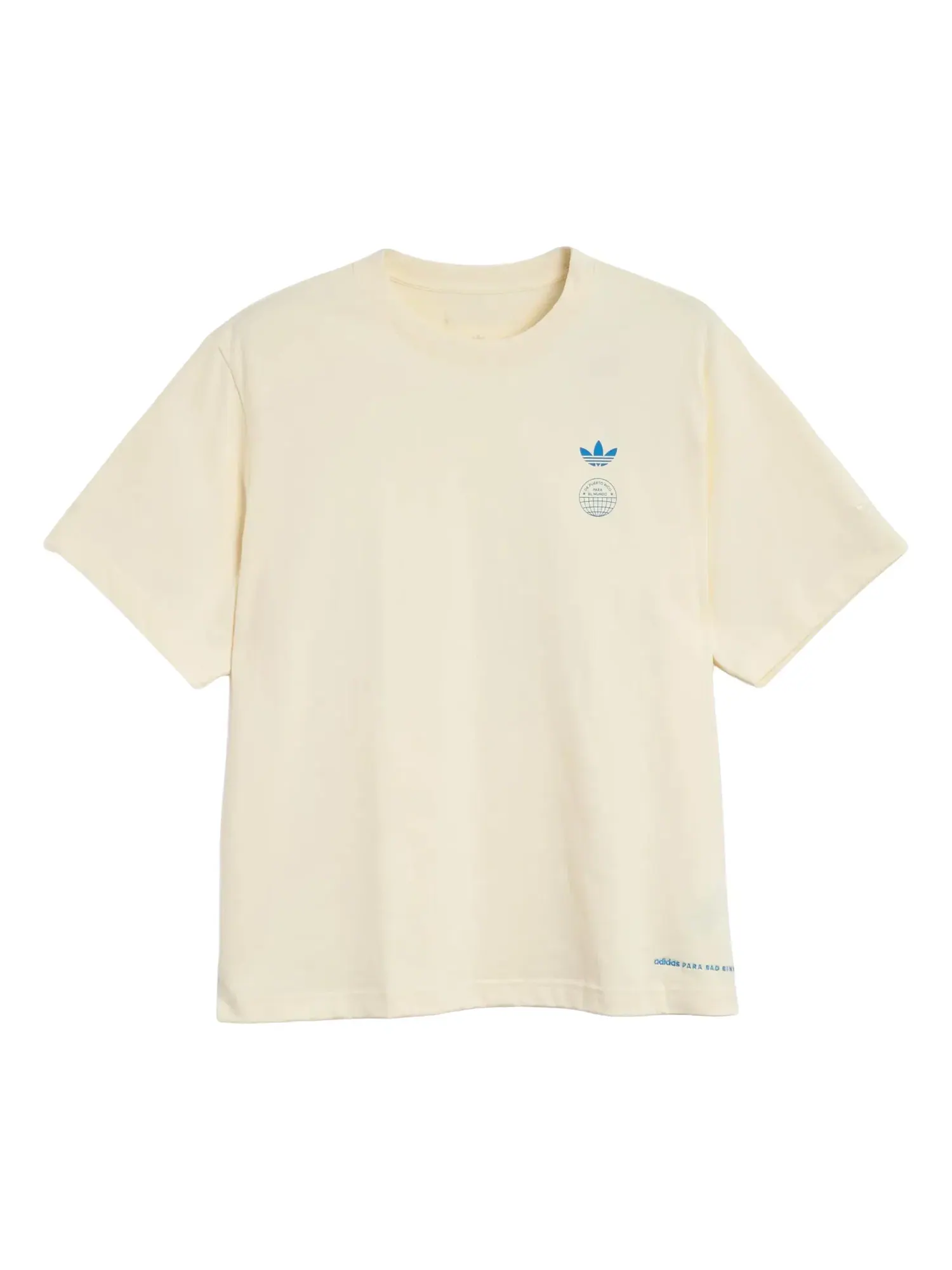 Мужская футболка с принтом Adidas x Bad Bunny DtMF Tour Merch Madrid T-Shirt — изображение 2 из 2, бежевый