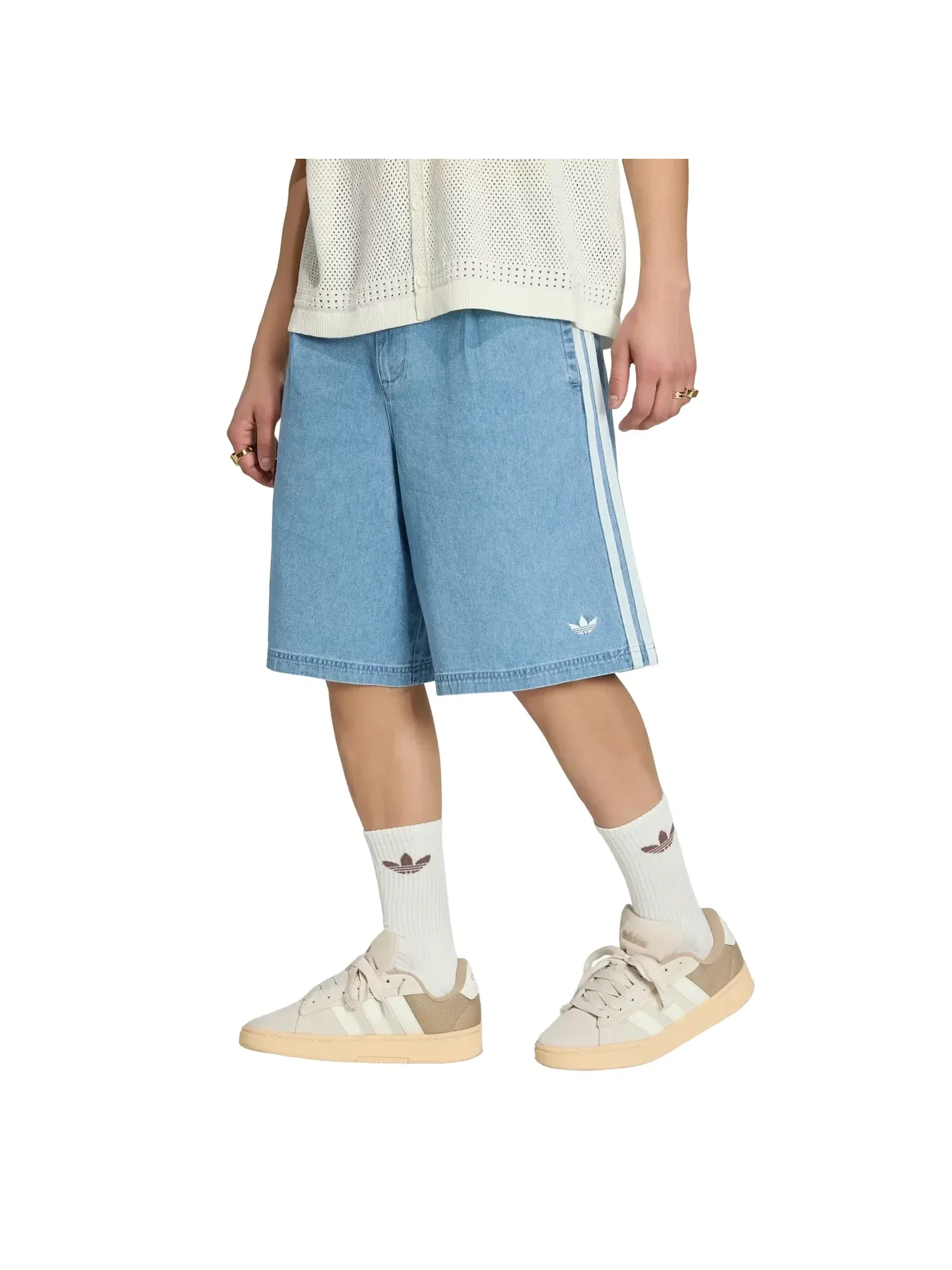 Джинсовые шорты-чиносы Adidas — изображение 2 из 4, синий