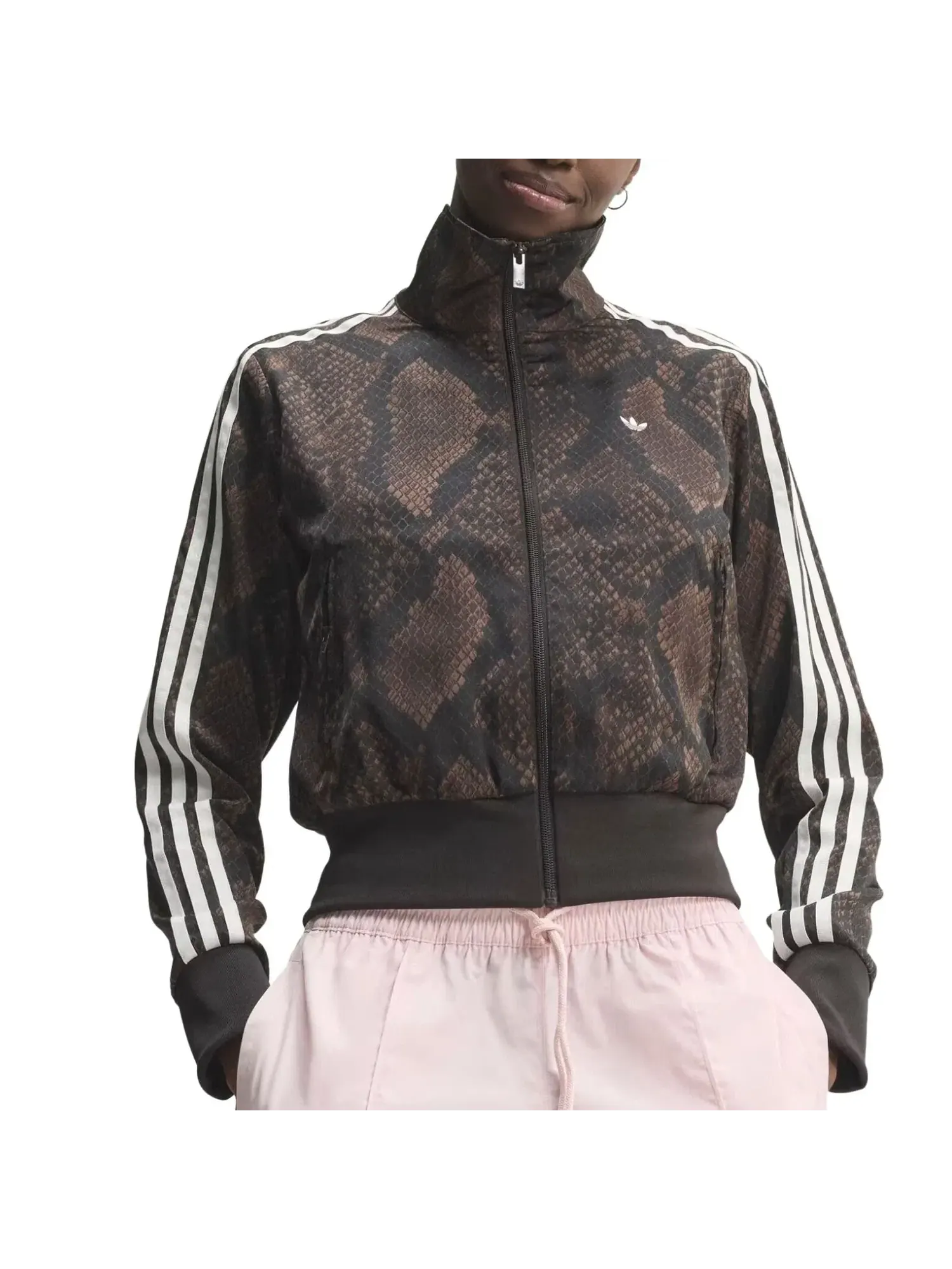 Женская куртка с принтом Firebird из атласа Adidas — изображение 2 из 3, коричневый