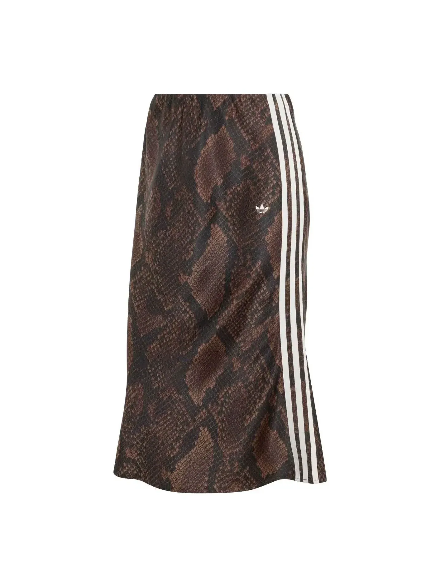 Женская юбка-миди с принтом Adidas Snake Print Satin Skirt — изображение 1 из 3, коричневый