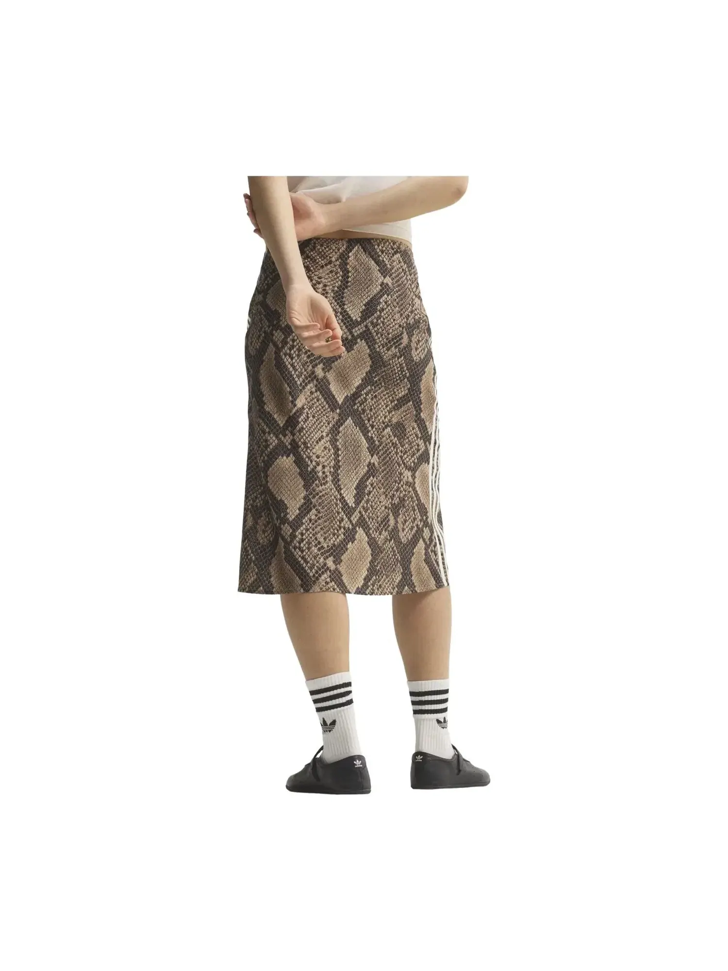 Женская юбка с змеиным принтом из атласа Linen Magic Beige Adidas — изображение 2 из 4, мульти