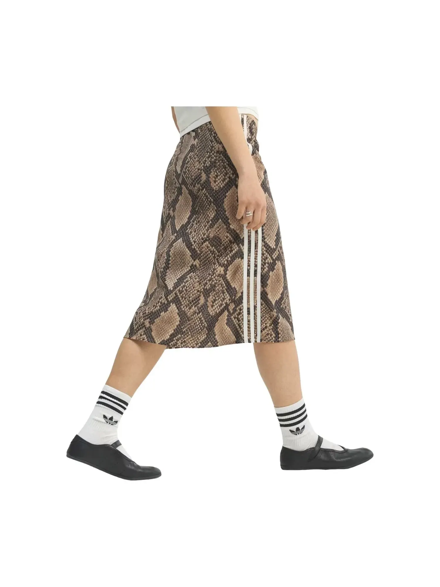 Женская юбка с змеиным принтом из атласа Linen Magic Beige Adidas — изображение 3 из 4, мульти