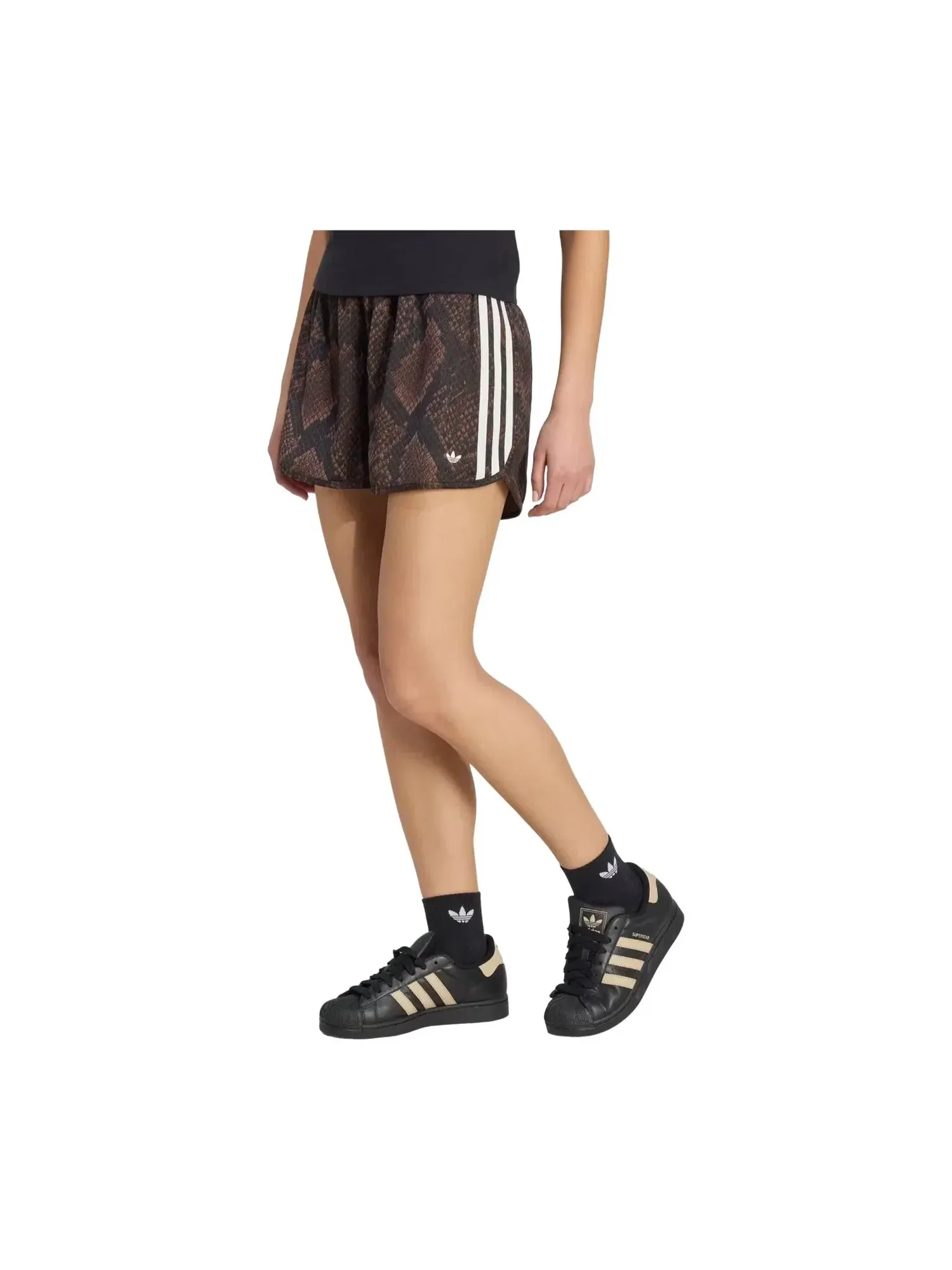 Женские шорты с принтом Adidas Snake Print Satin — изображение 2 из 3, коричневый