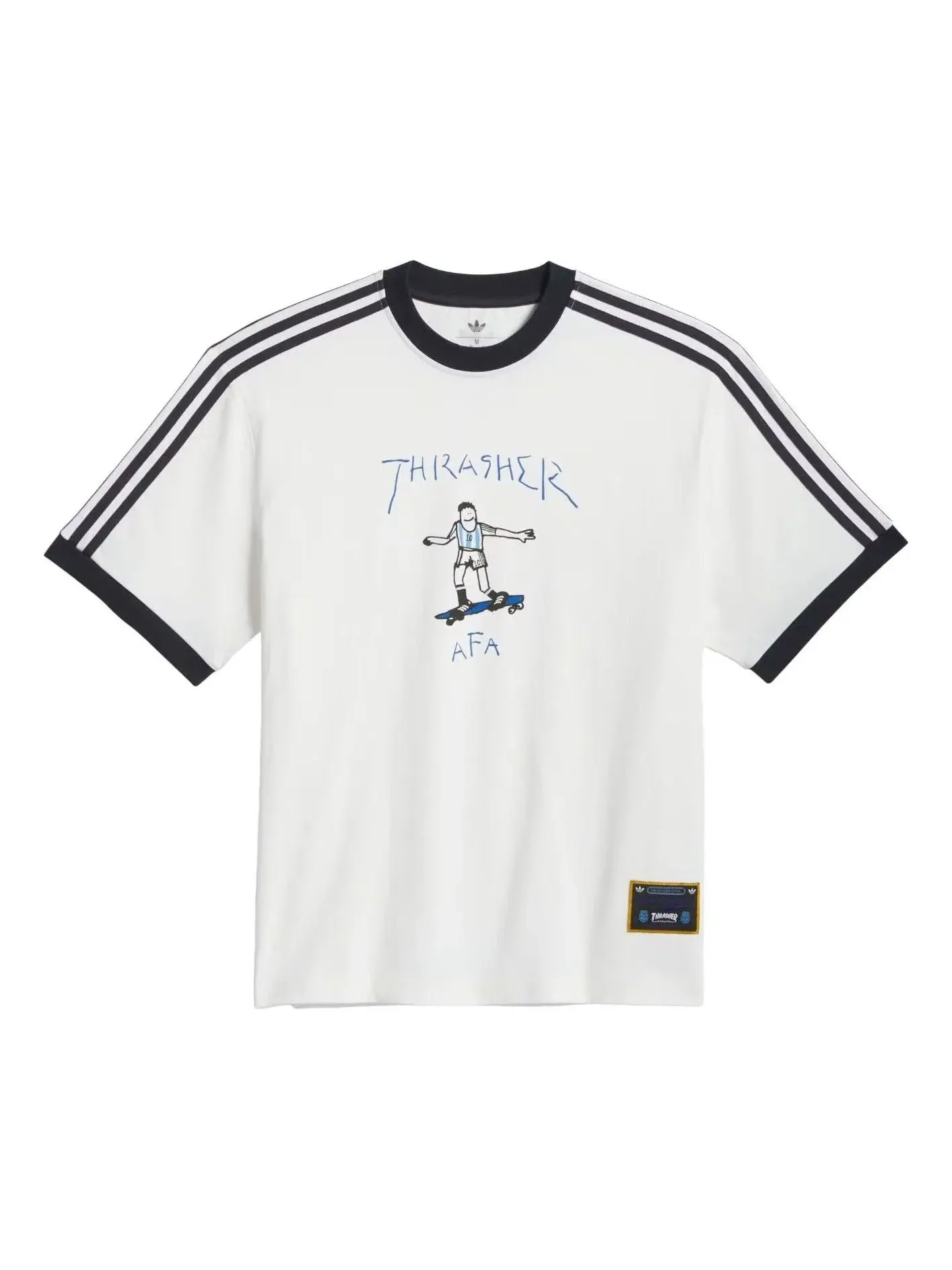 Мужская футболка с принтом Argentina x Thrasher Gonz Ringer Adidas — изображение 1 из 4, белый