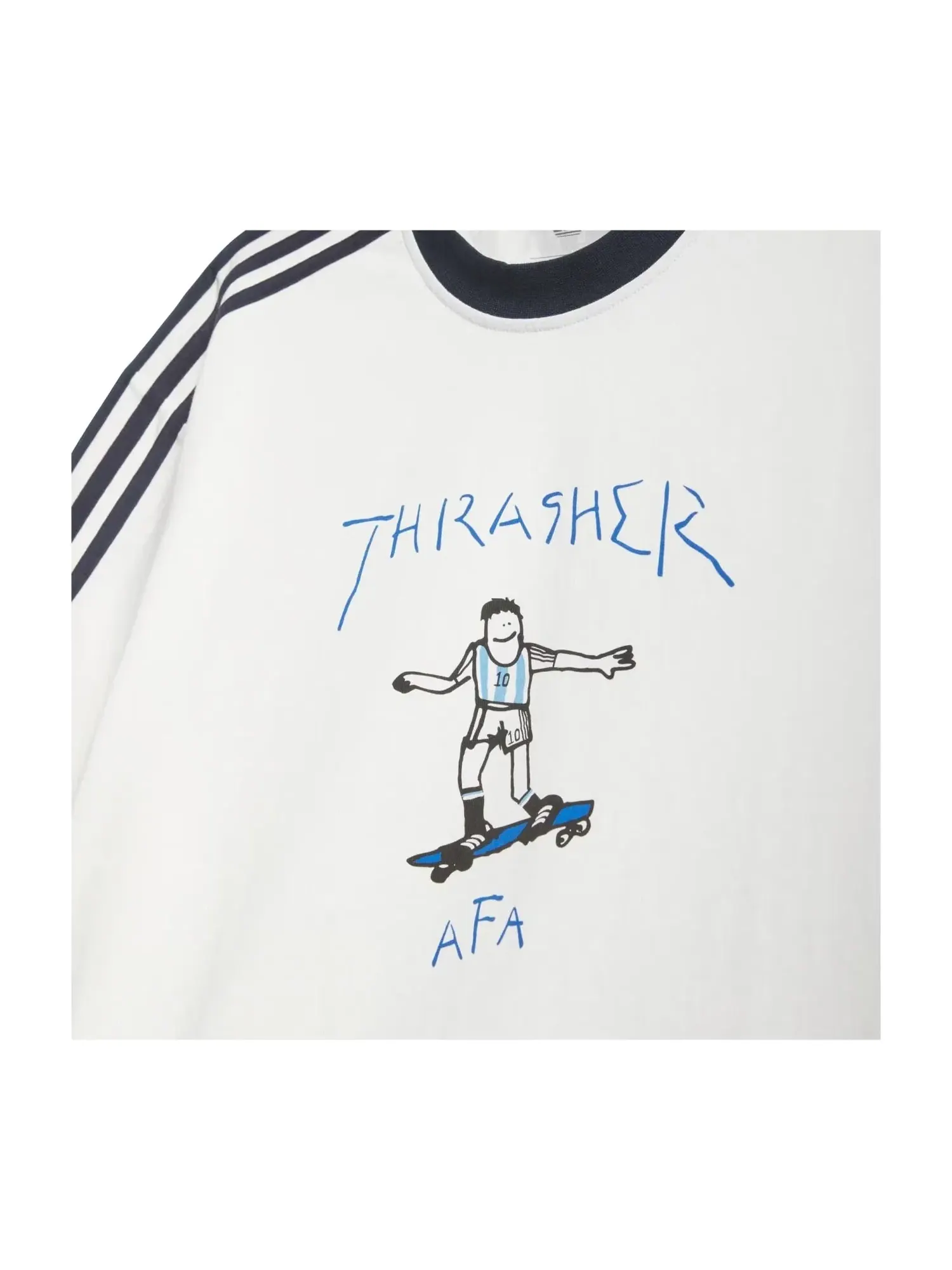 Мужская футболка с принтом Argentina x Thrasher Gonz Ringer Adidas — изображение 3 из 4, белый