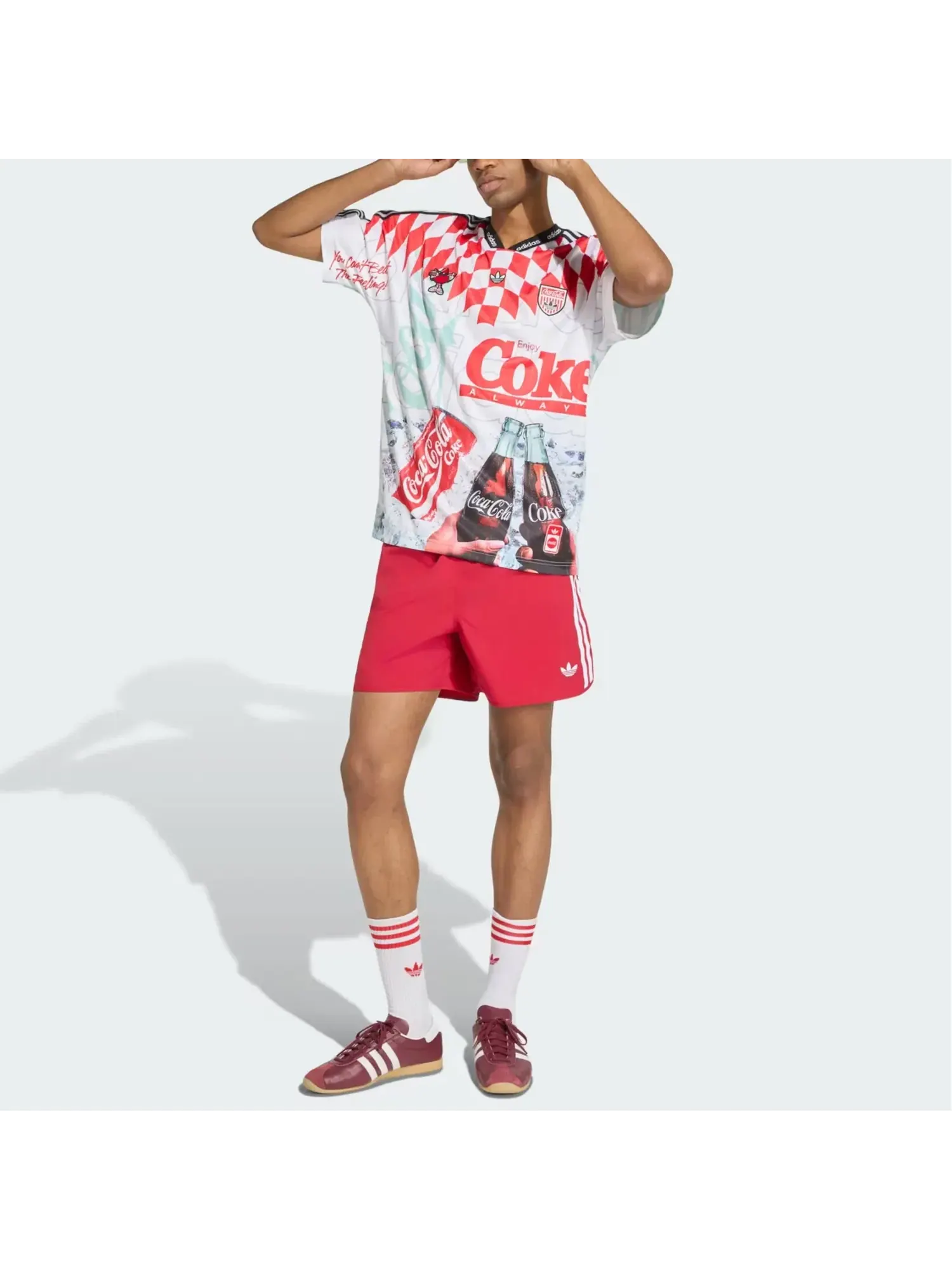 Мужская футболка с принтом Adidas x Coca-Cola Classic Sport Mash-Up Jersey White Multicolor — изображение 2 из 4, белый