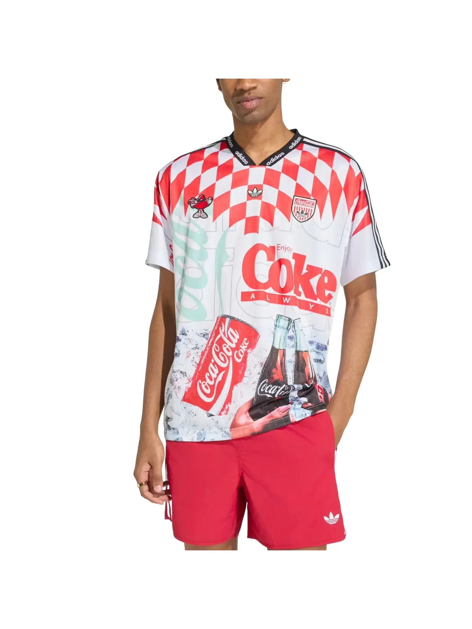 Мужская футболка с принтом Adidas x Coca-Cola Classic Sport Mash-Up Jersey White Multicolor — изображение 3 из 4, белый