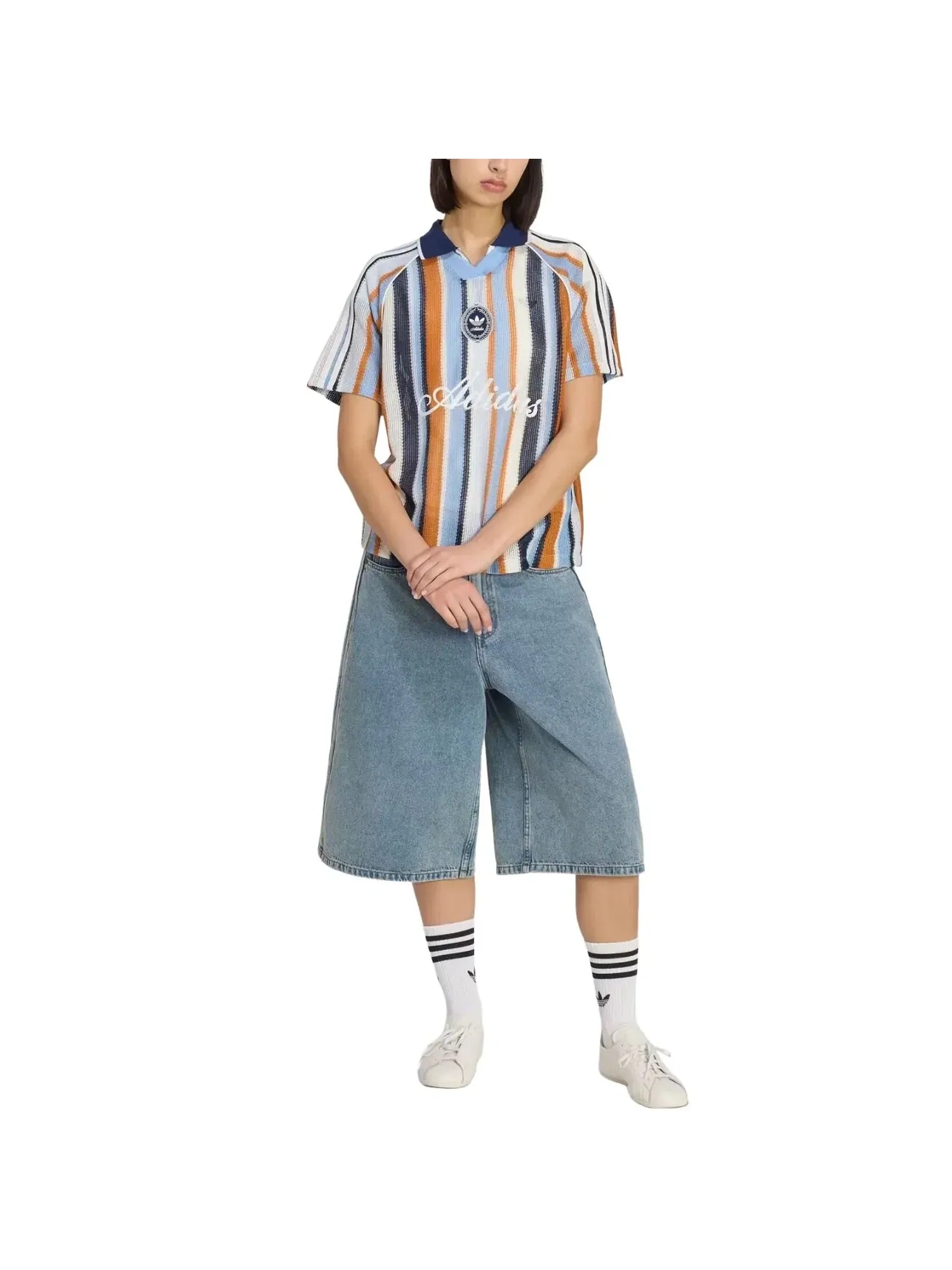 Женский футбольный джерси с длинным рукавом Adidas Summer Glow Knitted Oversized Jersey — изображение 4 из 4, синий