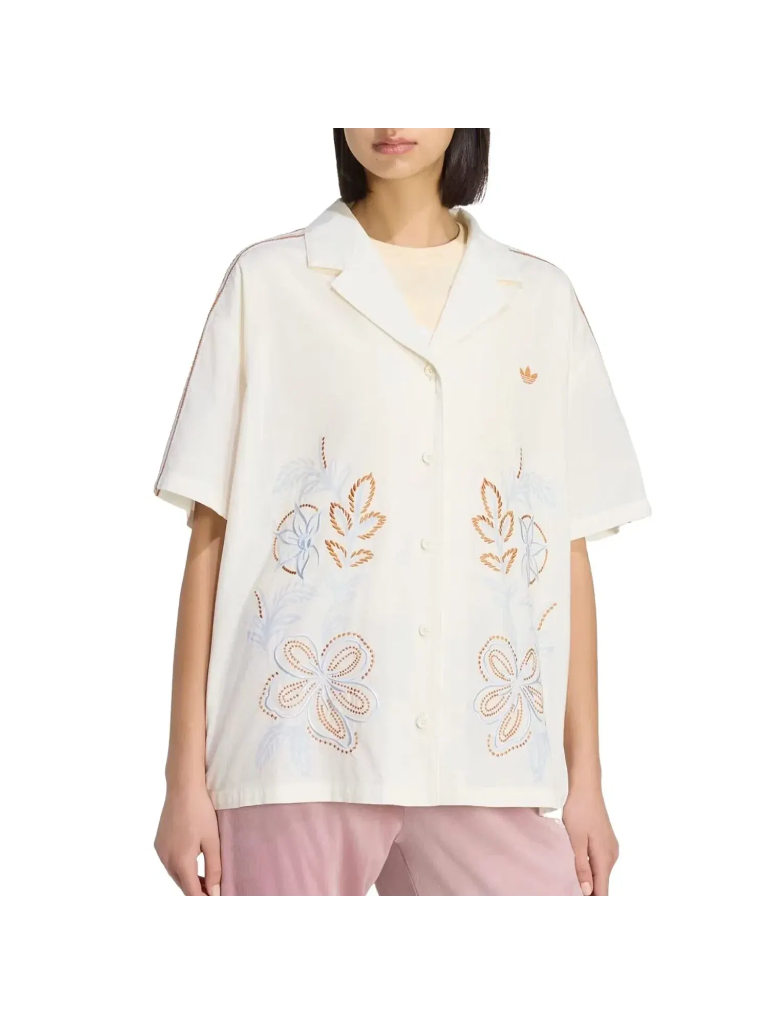 Женская рубашка с принтом Summer Glow Resort Shirt Adidas — изображение 2 из 6, белый