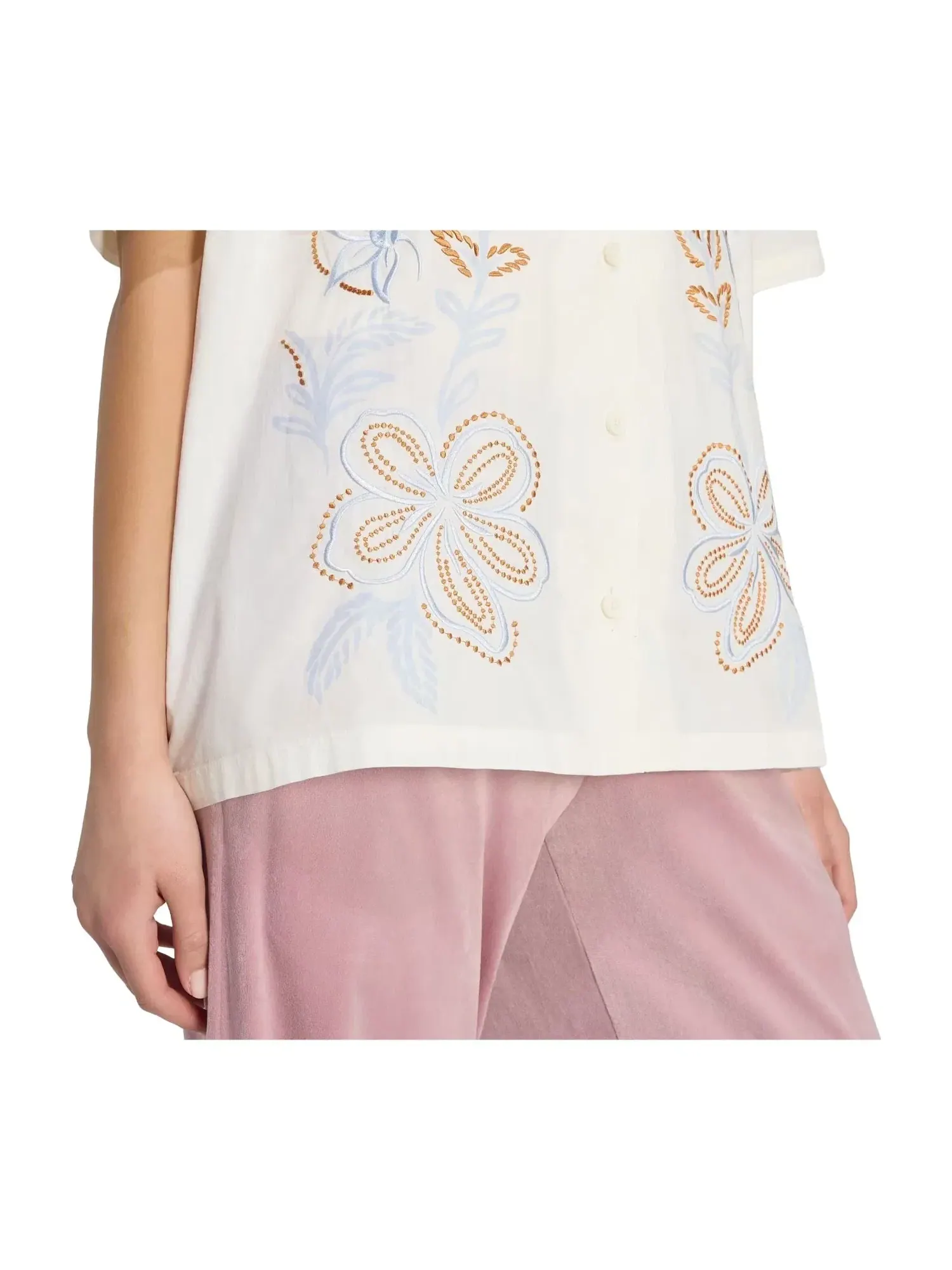 Женская рубашка с принтом Summer Glow Resort Shirt Adidas — изображение 6 из 6, белый