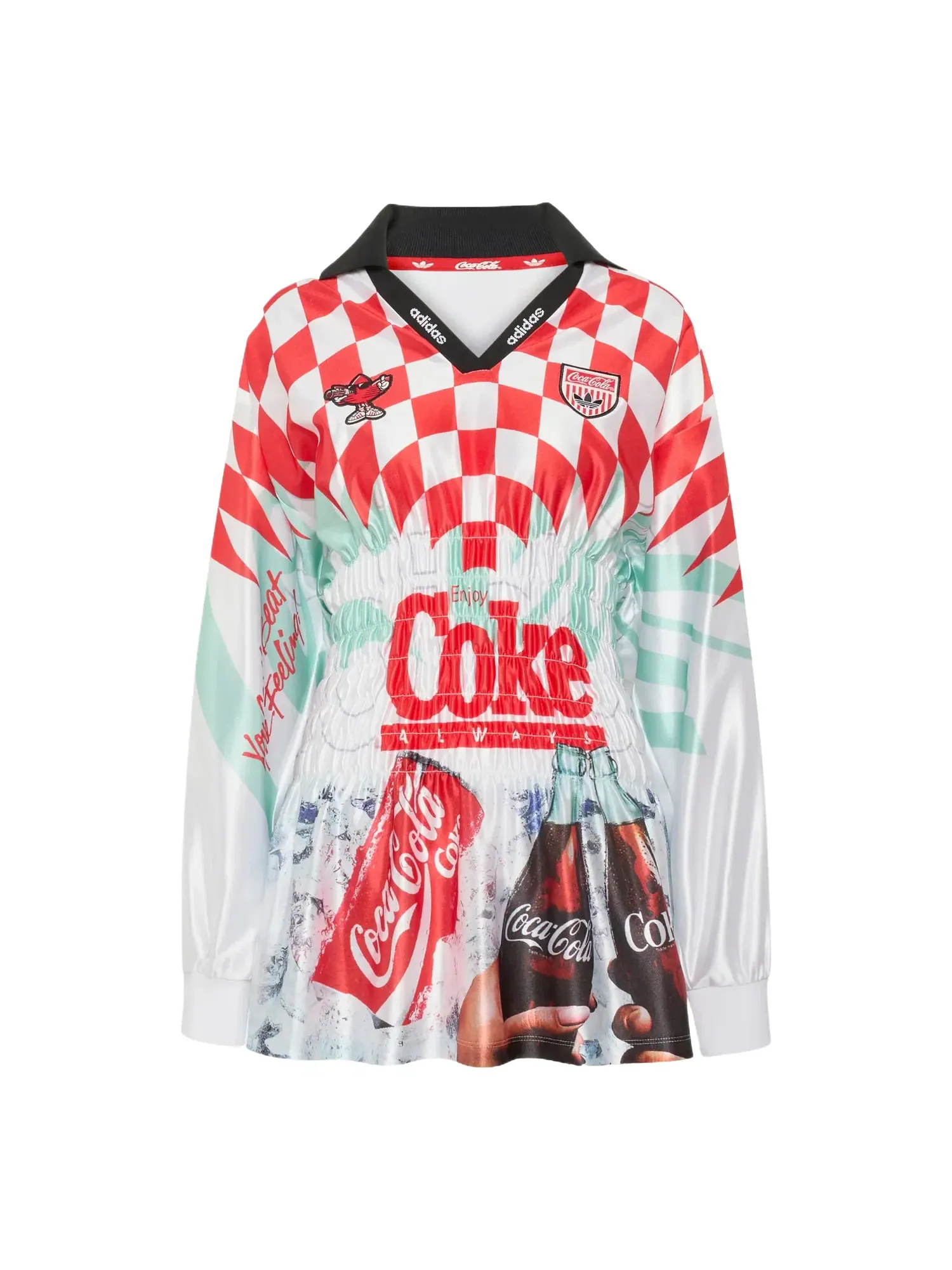 Женская футболка с принтом Adidas x Coca-Cola Mash Up Smocked Jersey — изображение 1 из 3, белый