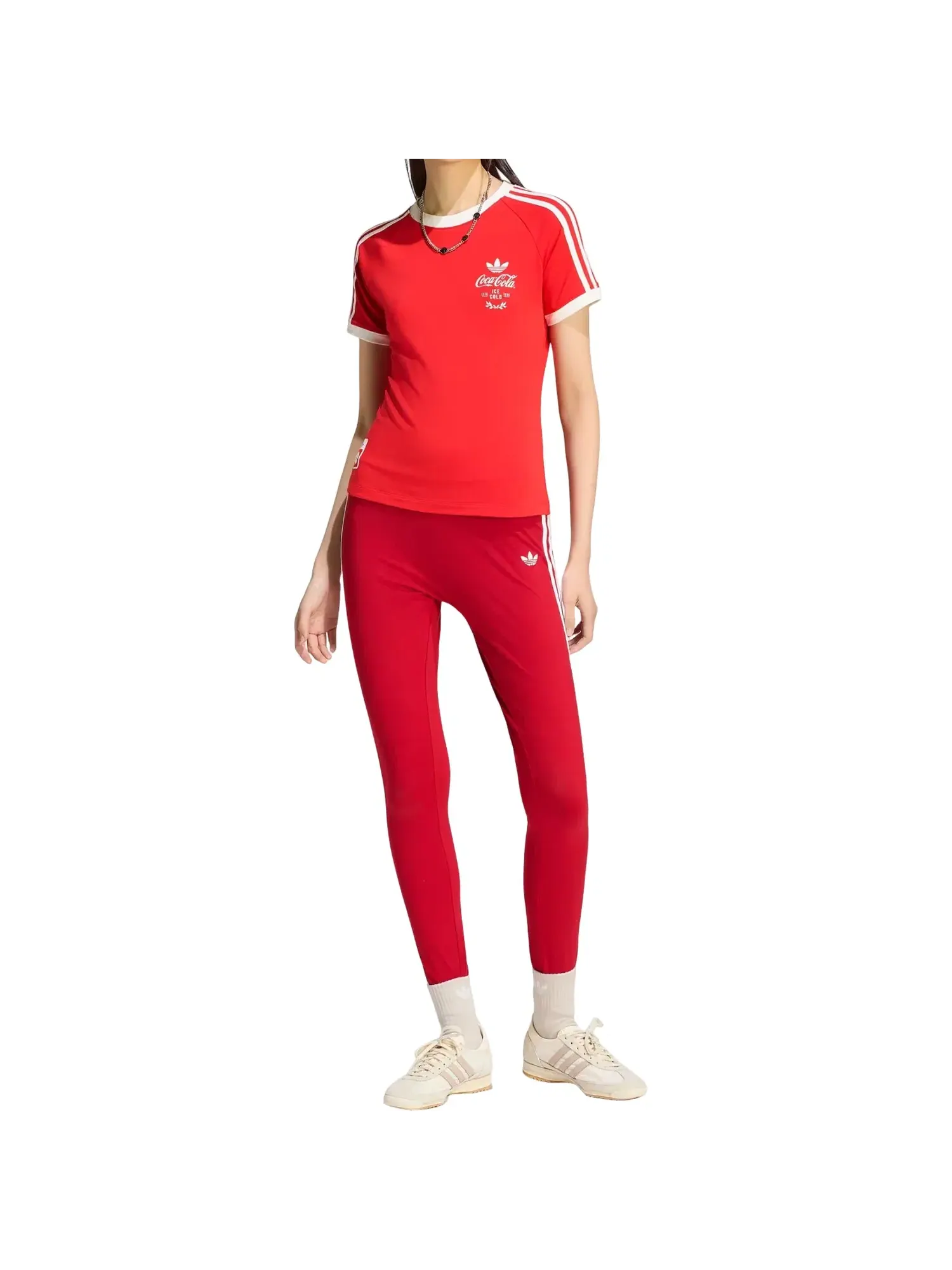 Женская футболка с принтом Adidas x Coca-Cola 3-Stripes Tee — изображение 2 из 4, красный