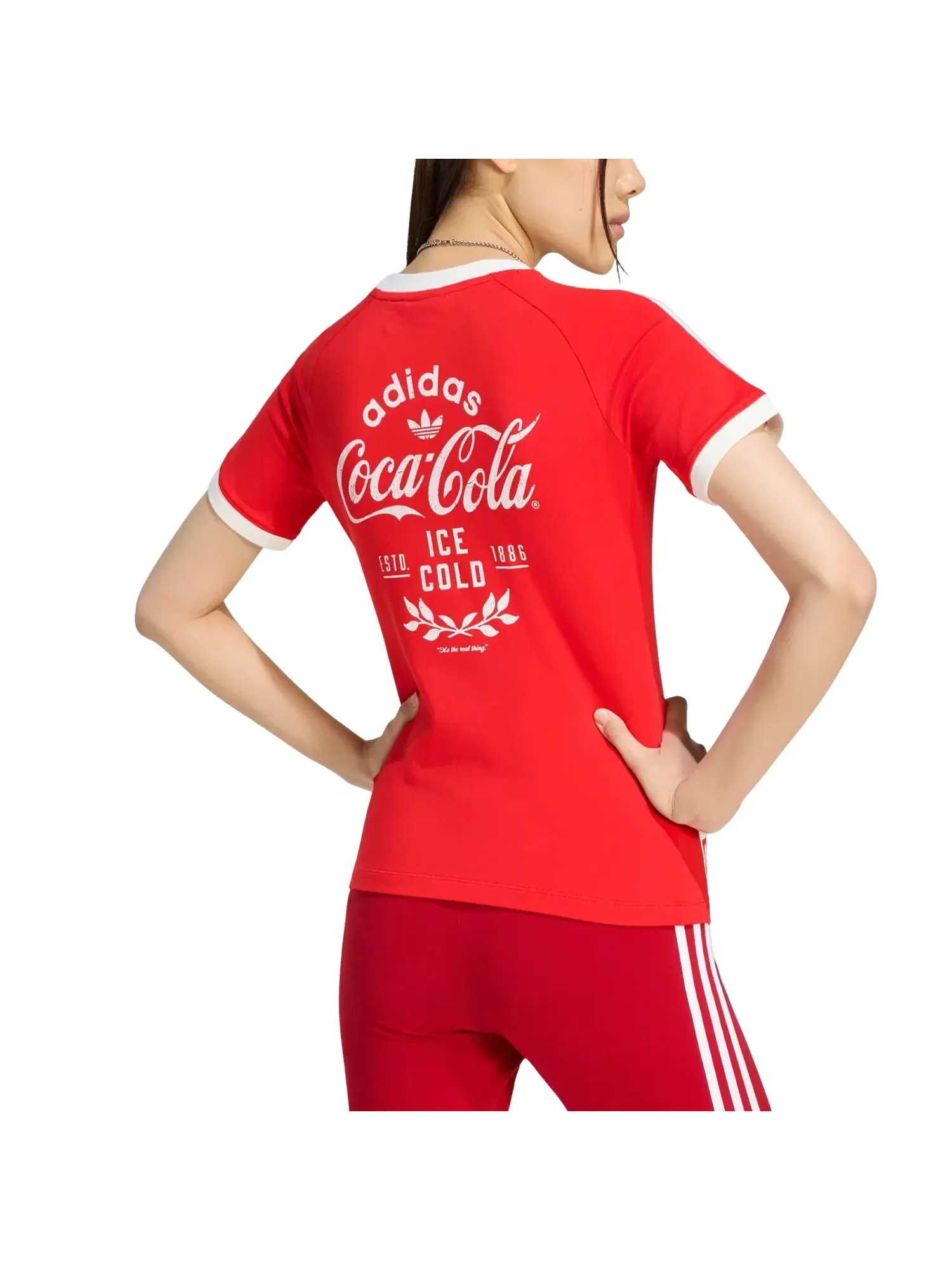 Женская футболка с принтом Adidas x Coca-Cola 3-Stripes Tee — изображение 4 из 4, красный