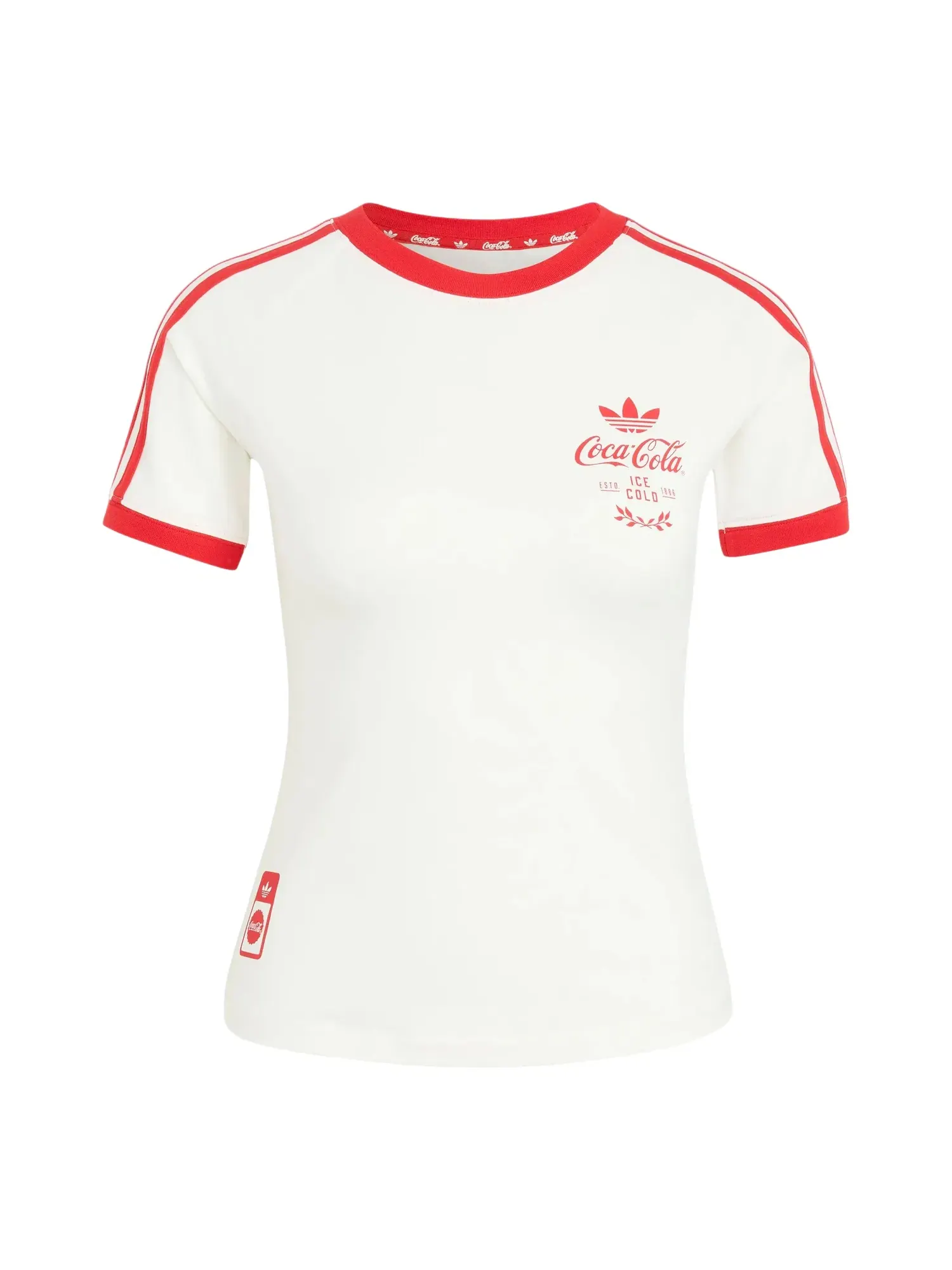 Женская футболка с принтом Adidas x Coca-Cola 3-Stripes Tee — изображение 1 из 3, белый