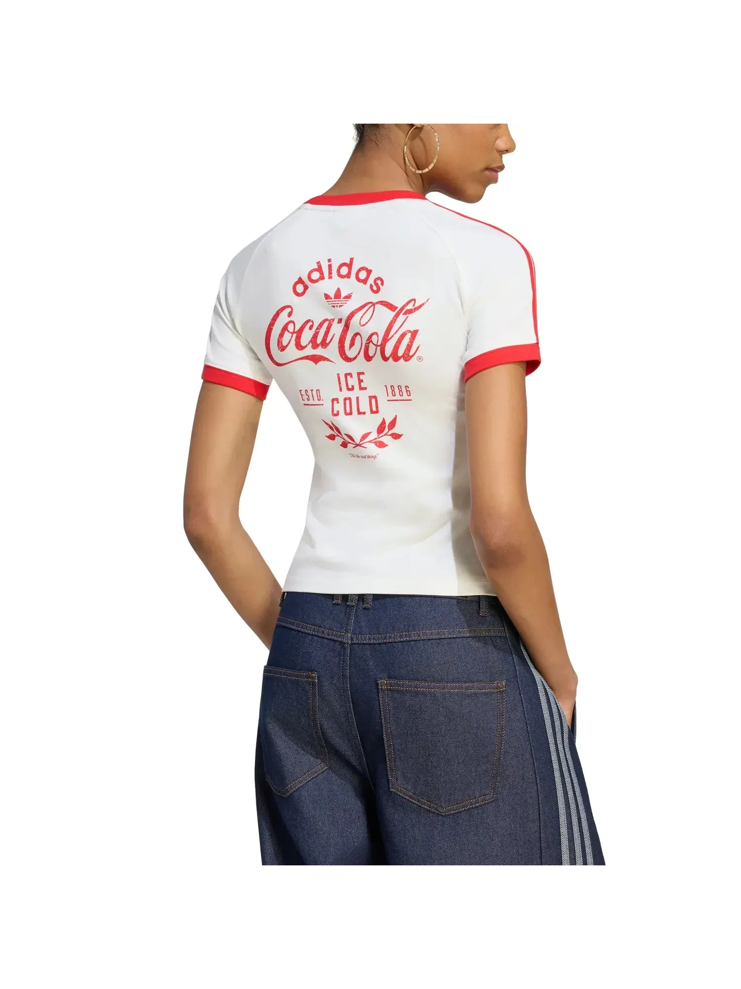 Женская футболка с принтом Adidas x Coca-Cola 3-Stripes Tee — изображение 3 из 3, белый