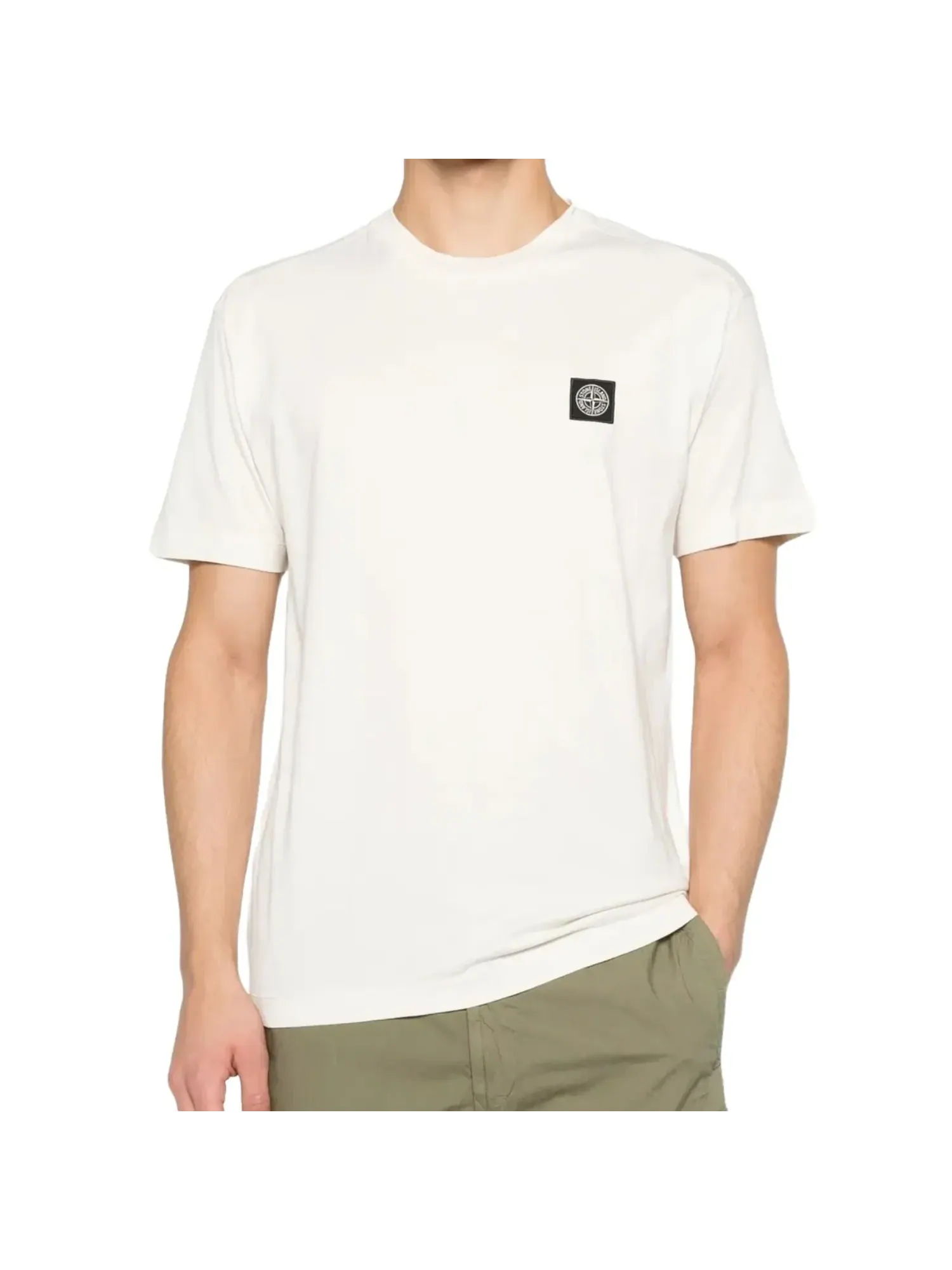 Футболка STONE ISLAND 2100027 60/2 Slim-Fit с нашивкой в виде компаса — изображение 2 из 3, белый