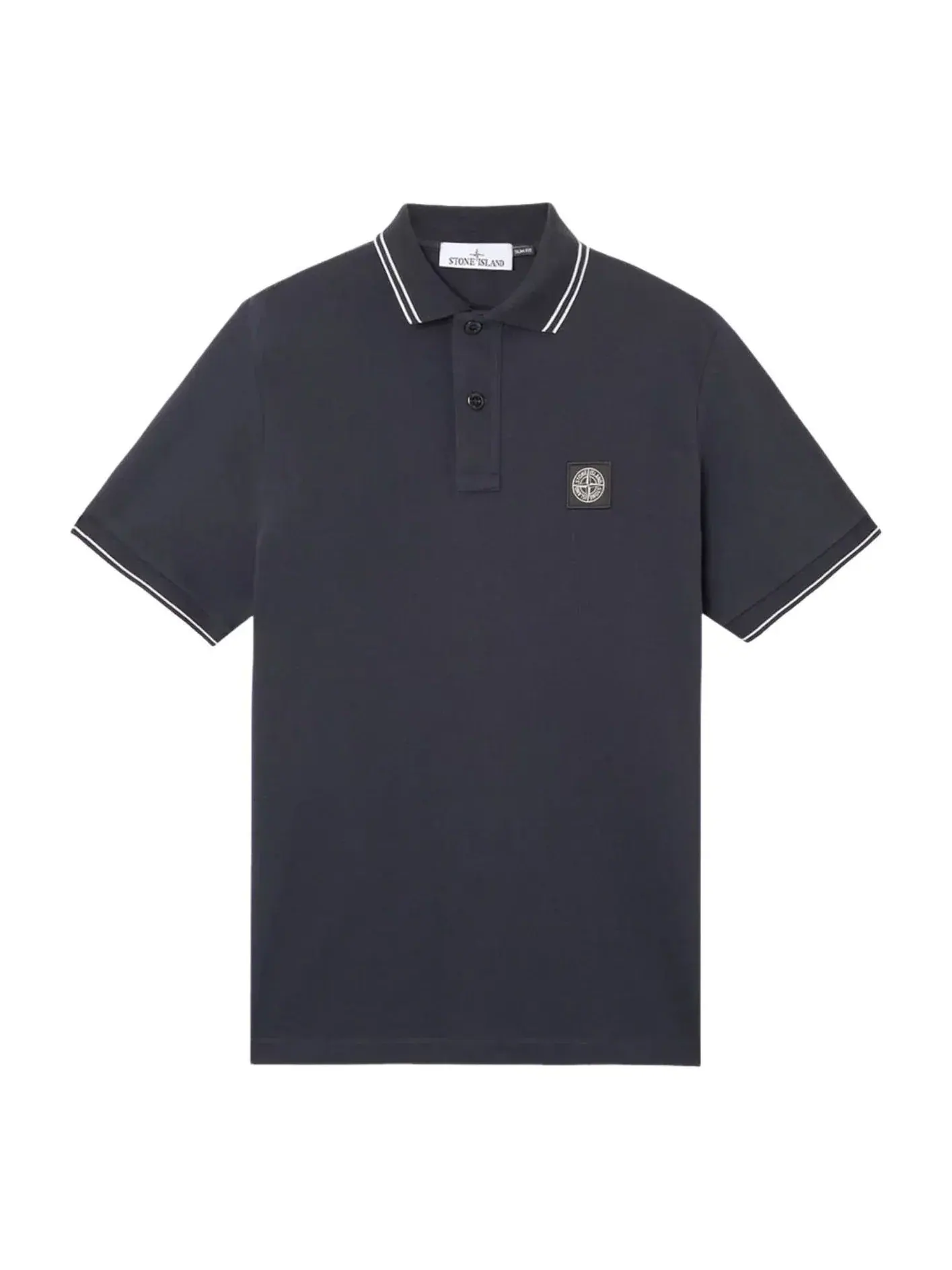 Футболка-поло STONE ISLAND 2200010 приталенного кроя с нашивкой в виде компаса — изображение 1 из 1, темно-синий