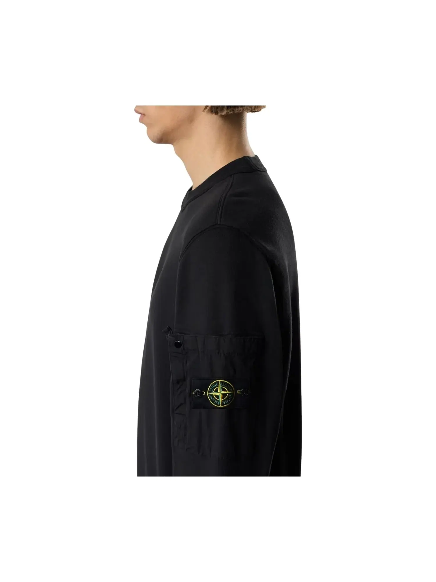 Сезонная толстовка с карманом и круглым вырезом, цвет «Черный»STONE ISLAND 6100019 — изображение 3 из 5