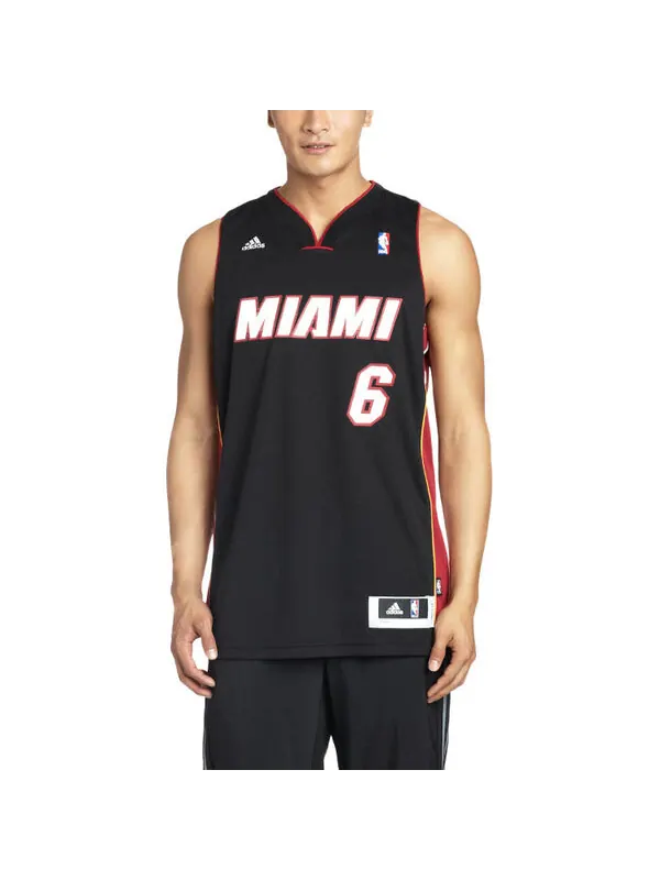 Футболка lebron james sw fan edition miami heat № 6 баскетбольный жилет Adidas — изображение 3 из 4, черный