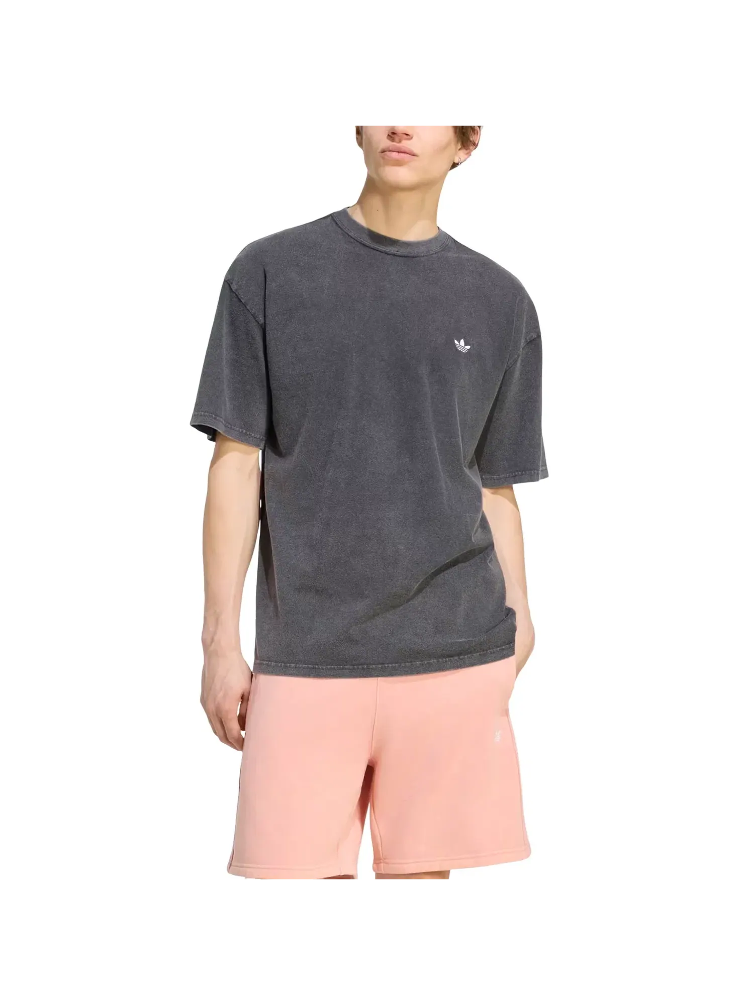Мужская футболка с принтом Trefoil Essentials Washed Loose Dropped Adidas — изображение 2 из 3, черный