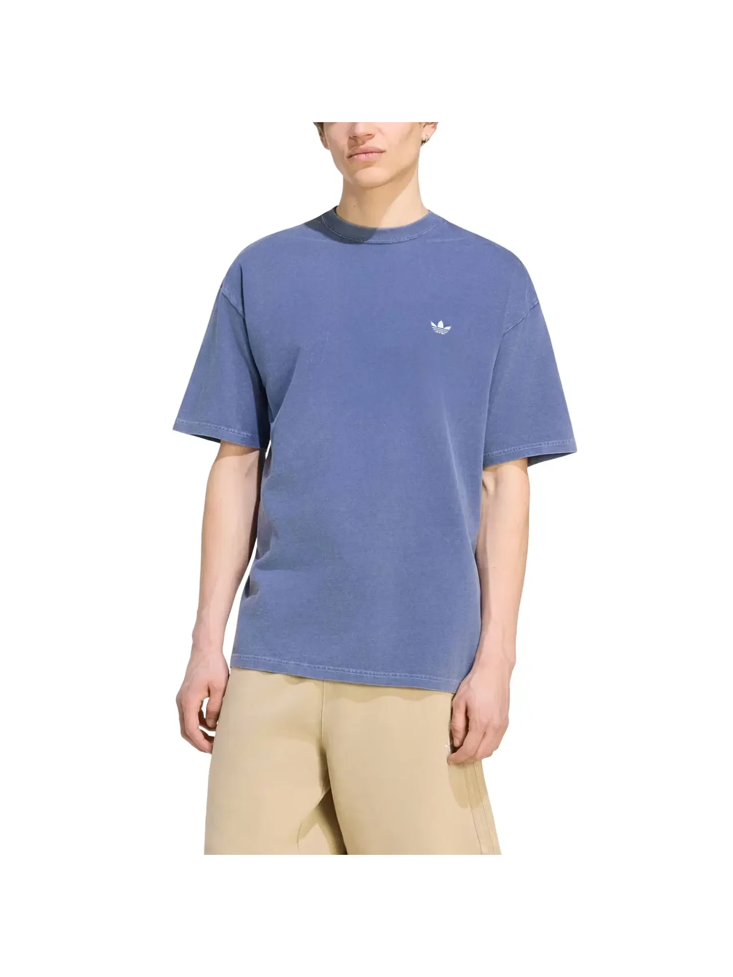 Мужская футболка с принтом Trefoil Essentials Washed Loose Dropped T-Shirt Adidas — изображение 2 из 3, синий
