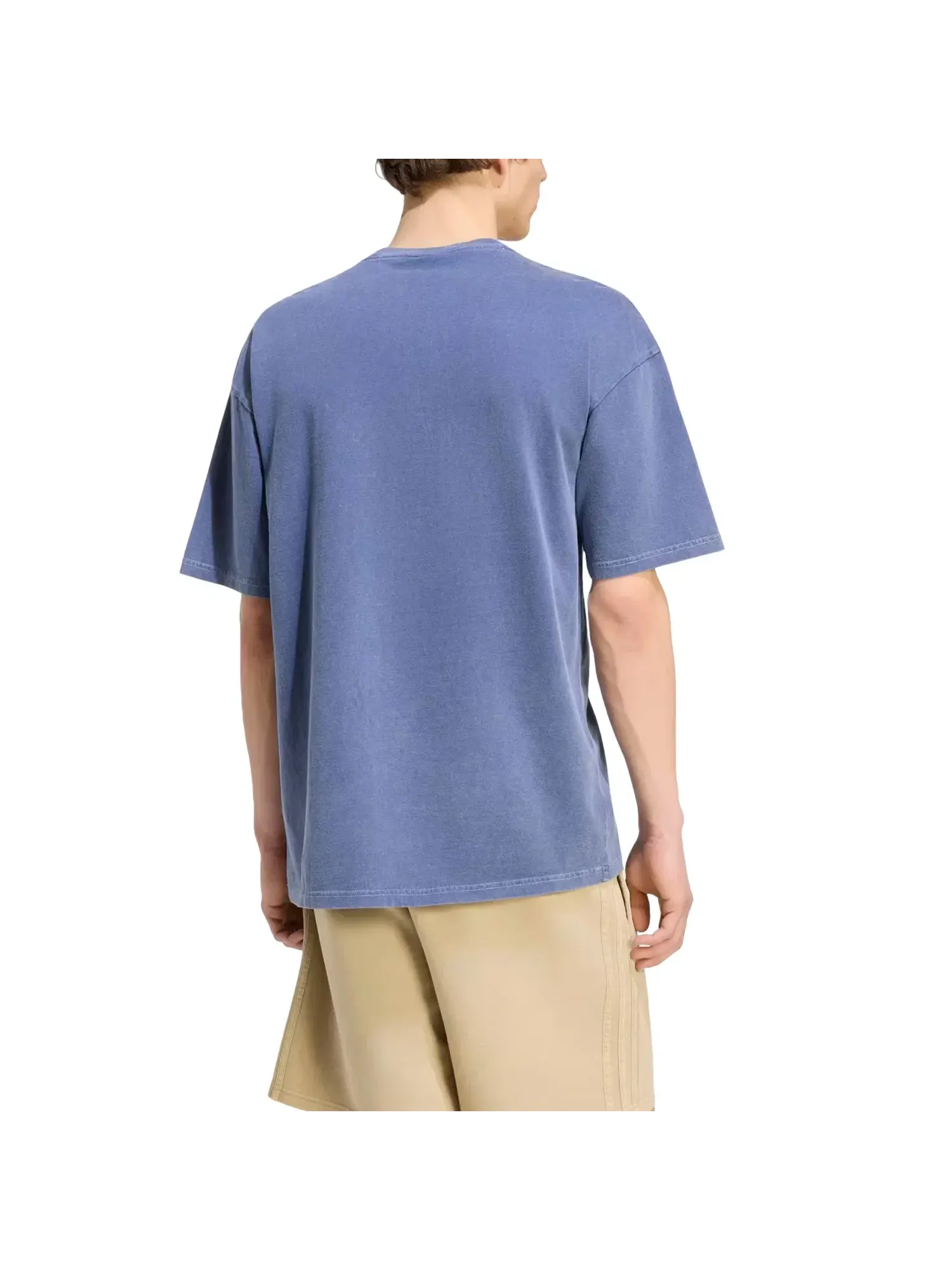 Мужская футболка с принтом Trefoil Essentials Washed Loose Dropped T-Shirt Adidas — изображение 3 из 3, синий