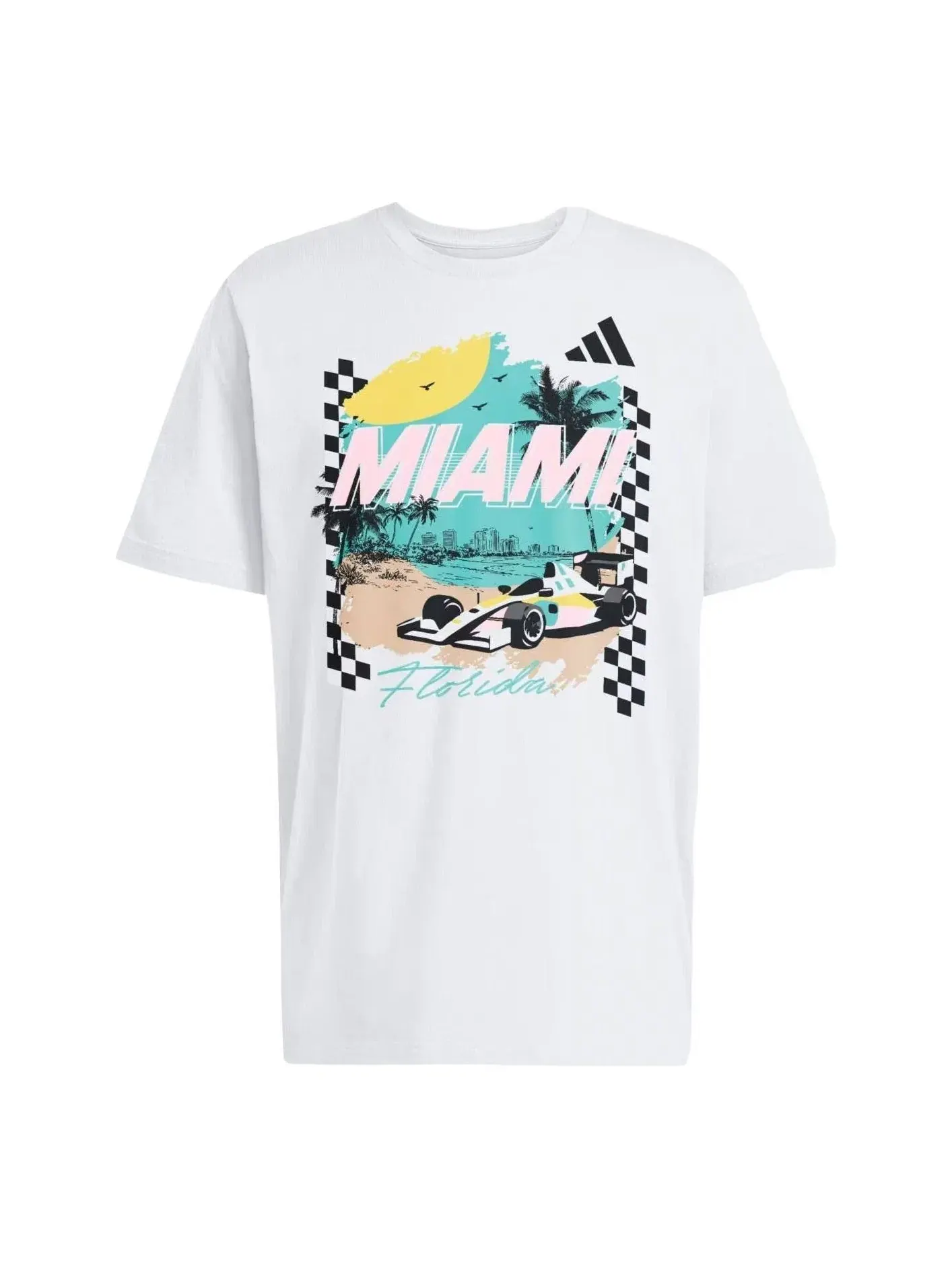 Мужская футболка с принтом Miami Race Adidas — изображение 1 из 2, белый
