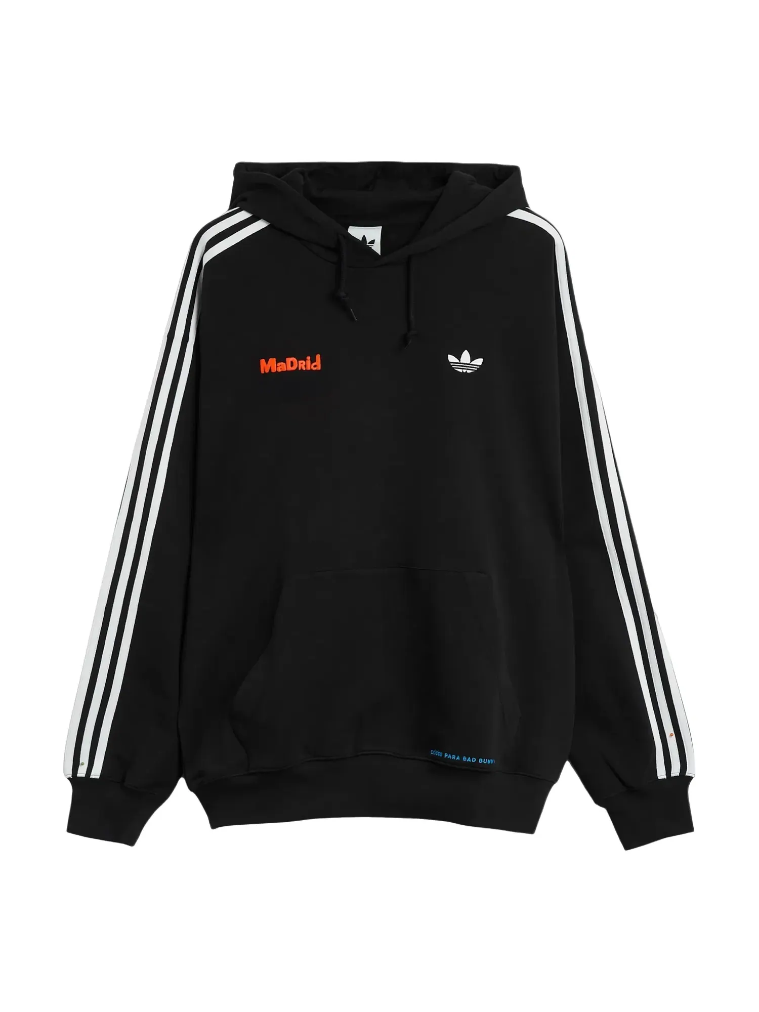 Мужское худи из футера с принтом Adidas Bad Bunny DtMF Tour Merch Madrid Relaxed Hoodie — изображение 2 из 2, черный