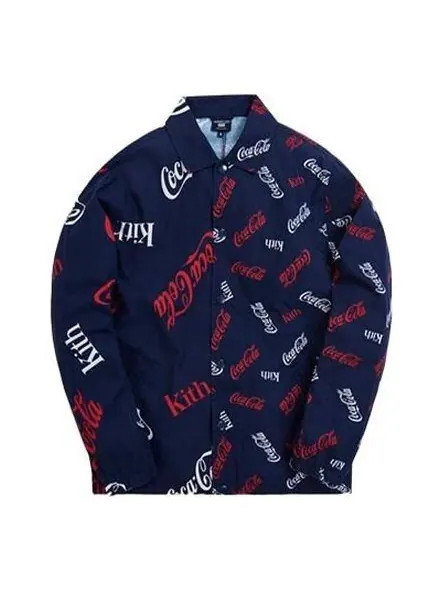 Рубашка x coca-cola x mitchell & ness coke coaches jacket 'navy' Kith — изображение 1 из 2, темно-синий