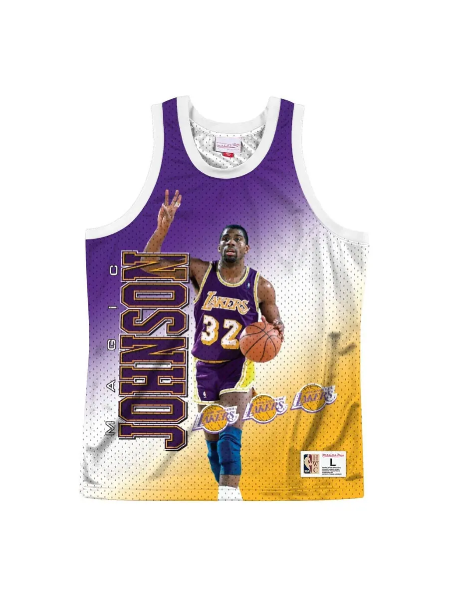 Джерси Mitchell & Ness NBA Magic Johnson Los Angeles Lakers Behind The Back Jersey #32 — изображение 1 из 2, фиолетовый