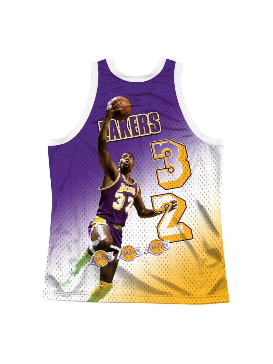 Джерси Mitchell & Ness NBA Magic Johnson Los Angeles Lakers Behind The Back Jersey #32 — изображение 2 из 2, фиолетовый