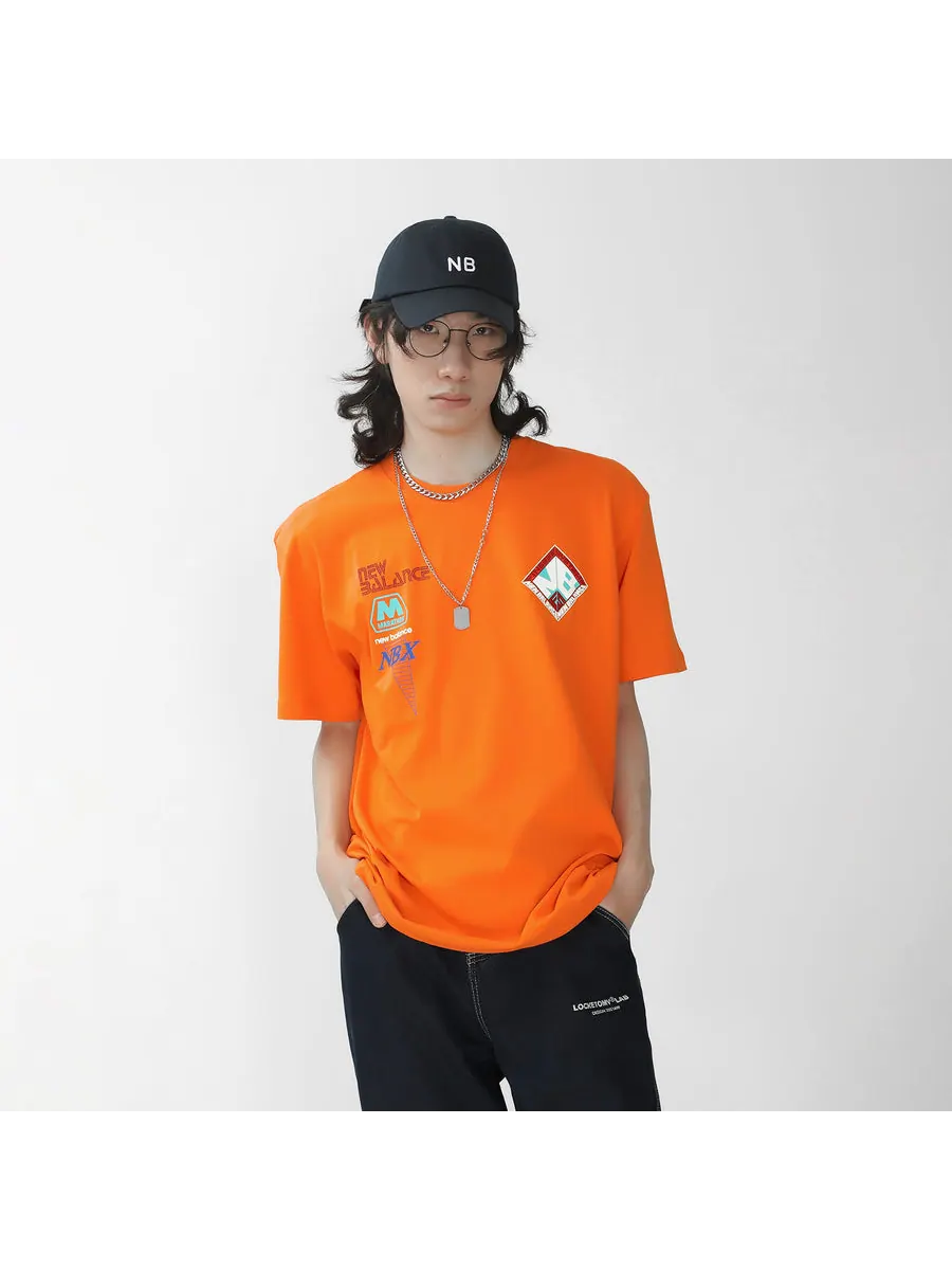 Футболка New Balance x Salehe Bembury Unisex Printing Logo Round-neck Tee Orange — изображение 3 из 7, оранжевый