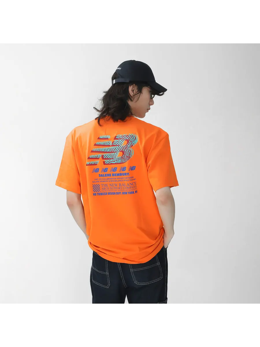 Футболка New Balance x Salehe Bembury Unisex Printing Logo Round-neck Tee Orange — изображение 4 из 7, оранжевый