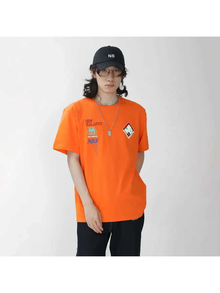 Футболка New Balance x Salehe Bembury Unisex Printing Logo Round-neck Tee Orange — изображение 6 из 7, оранжевый