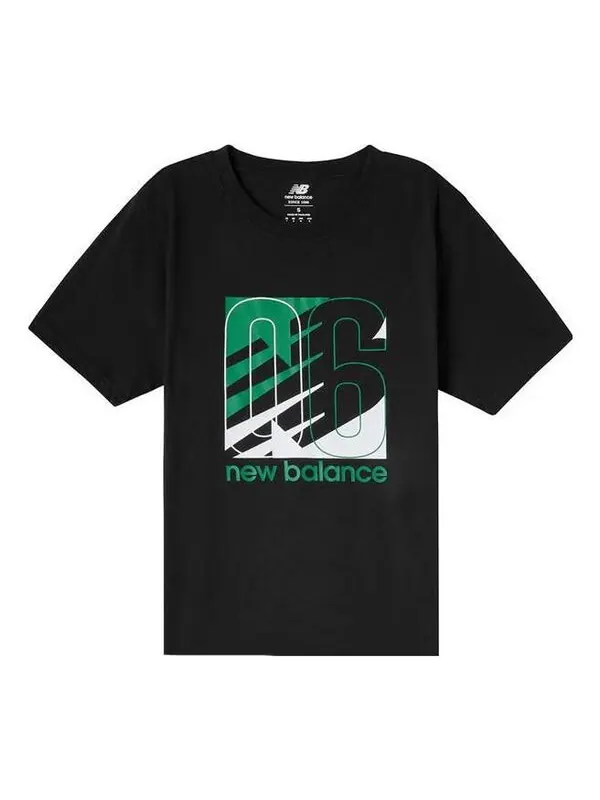 Футболка с принтом и круглым вырезом New Balance — изображение 1 из 1, черный/зеленый/белый