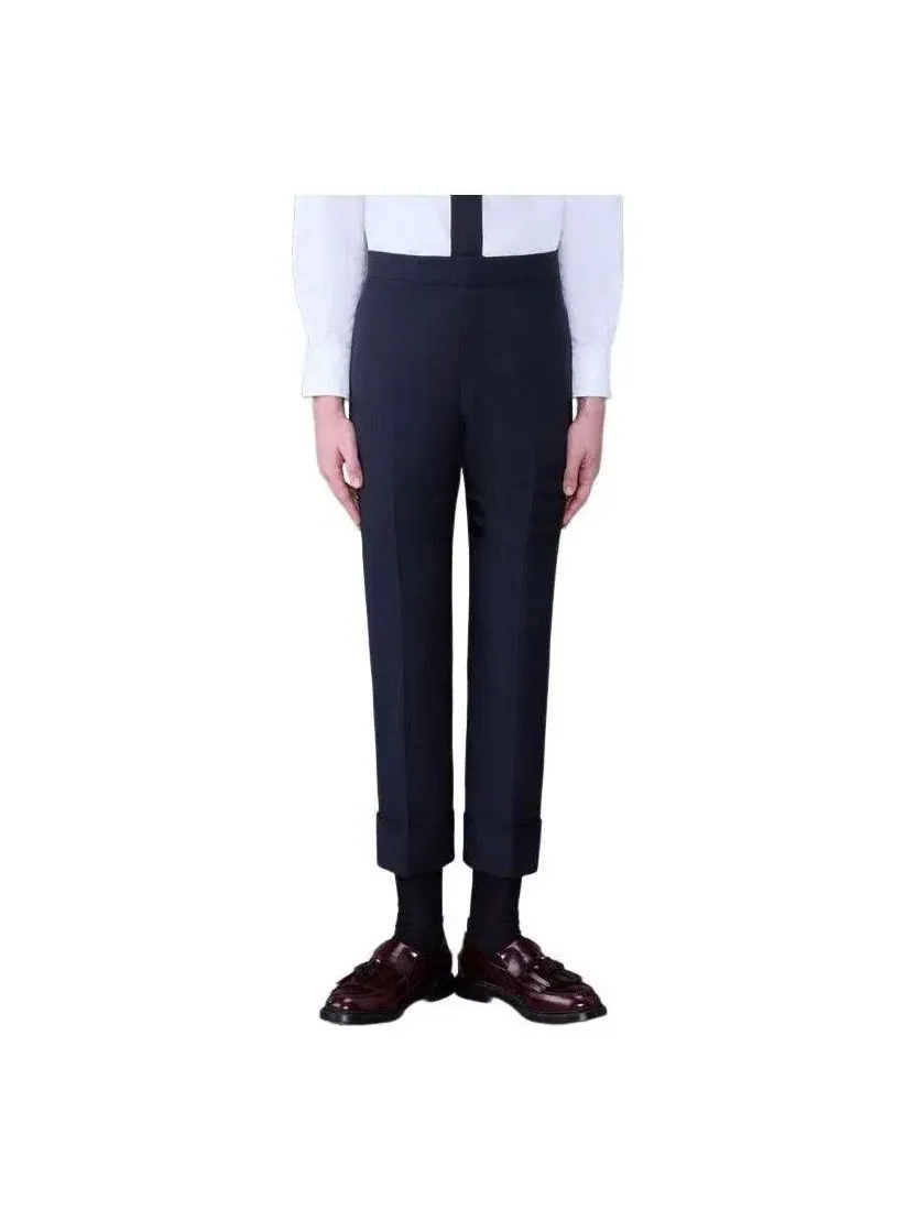 Брюки THOM BROWNE Plain Wwave 4-Bar Backstrap Trouser, темно-синие, MTC001A06146420 — изображение 1 из 5, синий