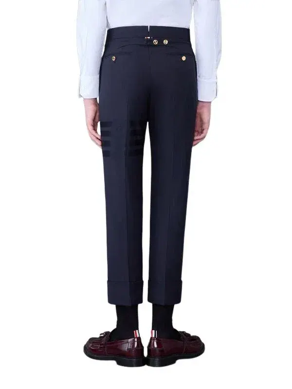 Брюки THOM BROWNE Plain Wwave 4-Bar Backstrap Trouser, темно-синие, MTC001A06146420 — изображение 2 из 5, синий