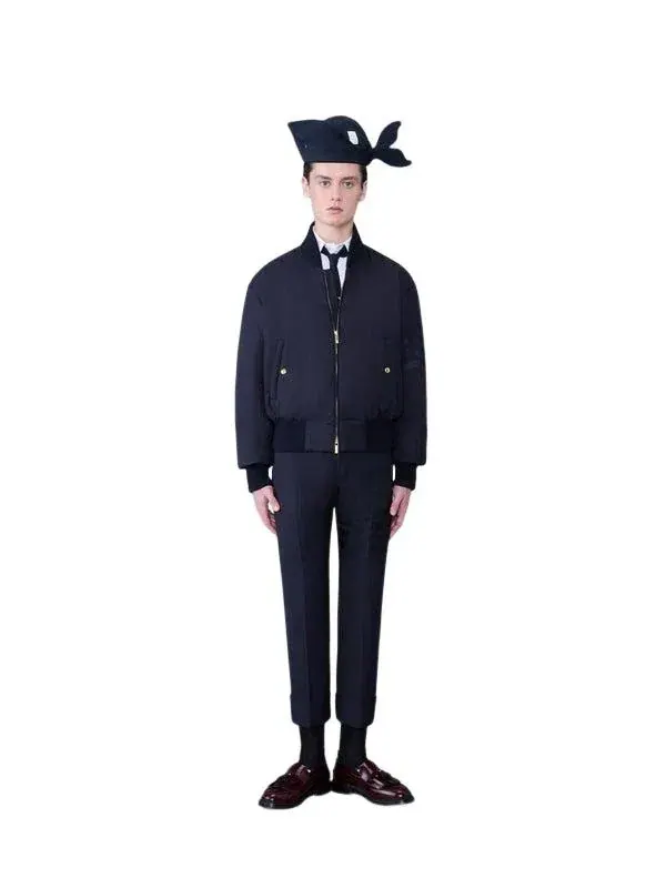 Брюки THOM BROWNE Plain Wwave 4-Bar Backstrap Trouser, темно-синие, MTC001A06146420 — изображение 3 из 5, синий