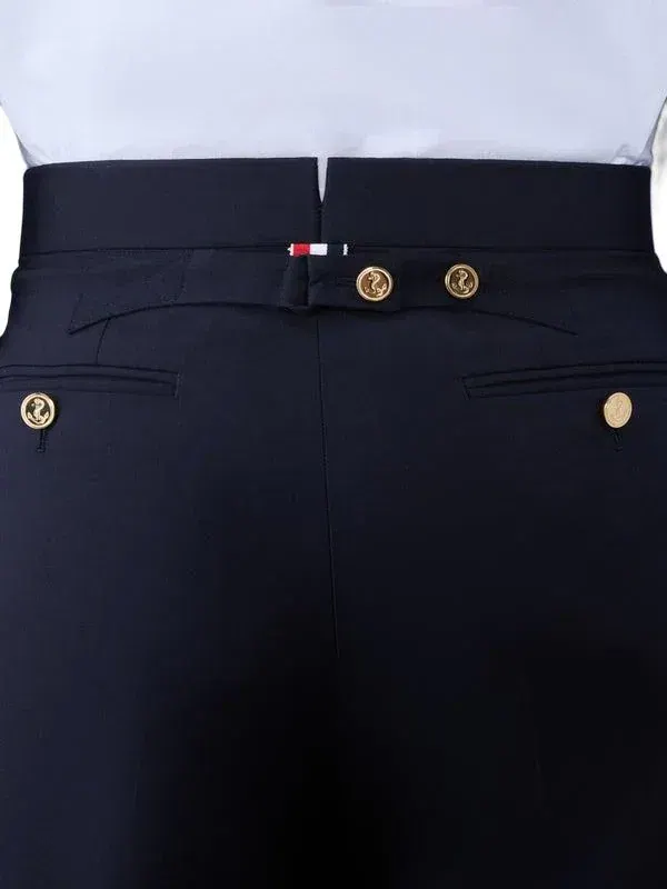 Брюки THOM BROWNE Plain Wwave 4-Bar Backstrap Trouser, темно-синие, MTC001A06146420 — изображение 4 из 5, синий