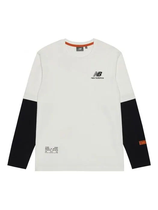 Футболка New Balance Colorblock Casual Long Sleeves Pullover Couple Style White — изображение 1 из 2, белый