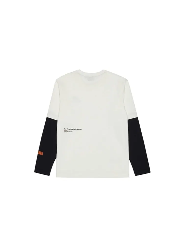Футболка New Balance Colorblock Casual Long Sleeves Pullover Couple Style White — изображение 2 из 2, белый