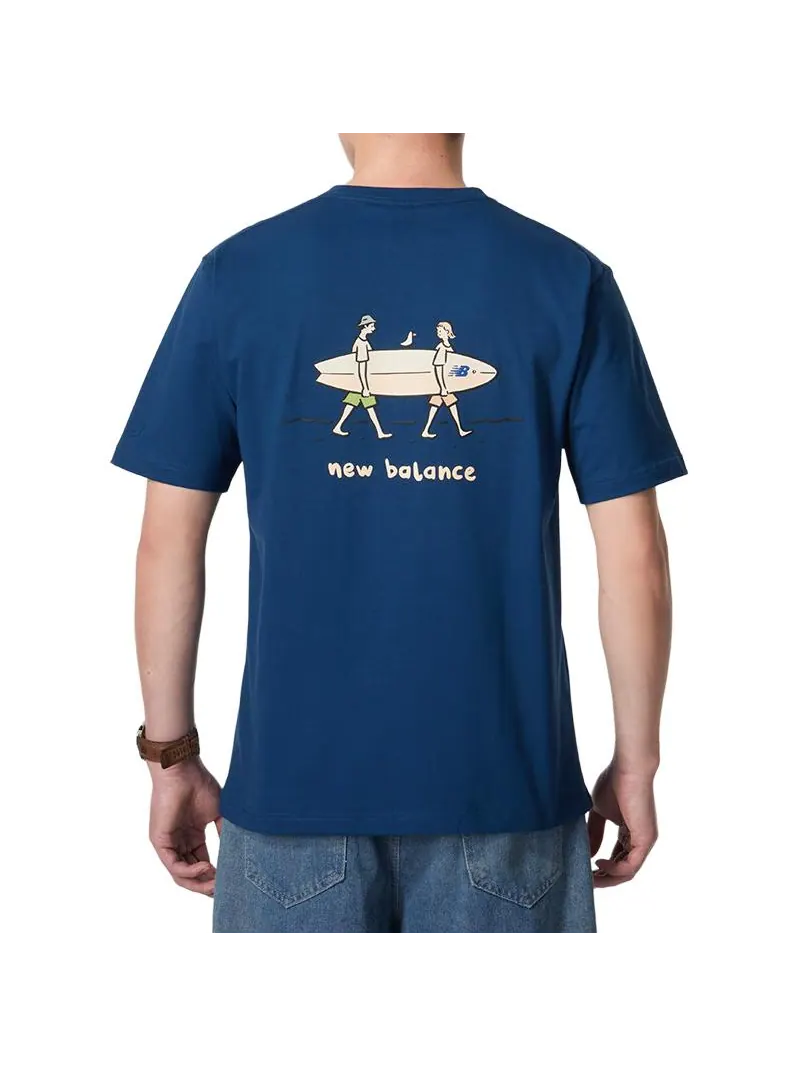 Футболка New Balance Wave Club T-shirt 'Blue' — изображение 2 из 3, синий